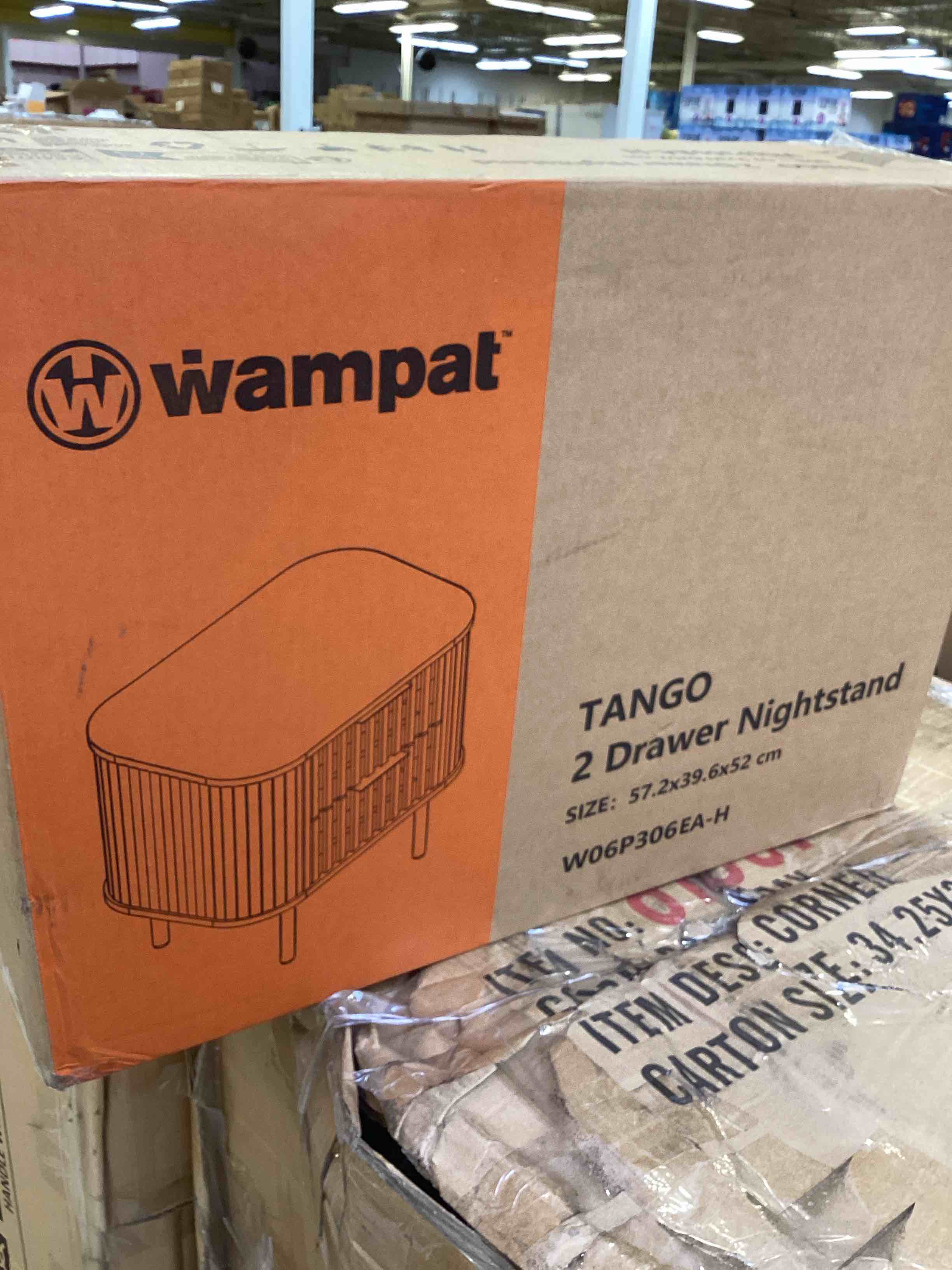 Condition photo showing New/Like New for wampat fluted end table with 2 drawers, modern storage nightstand for living room & bedroom, wooden side table, walnut