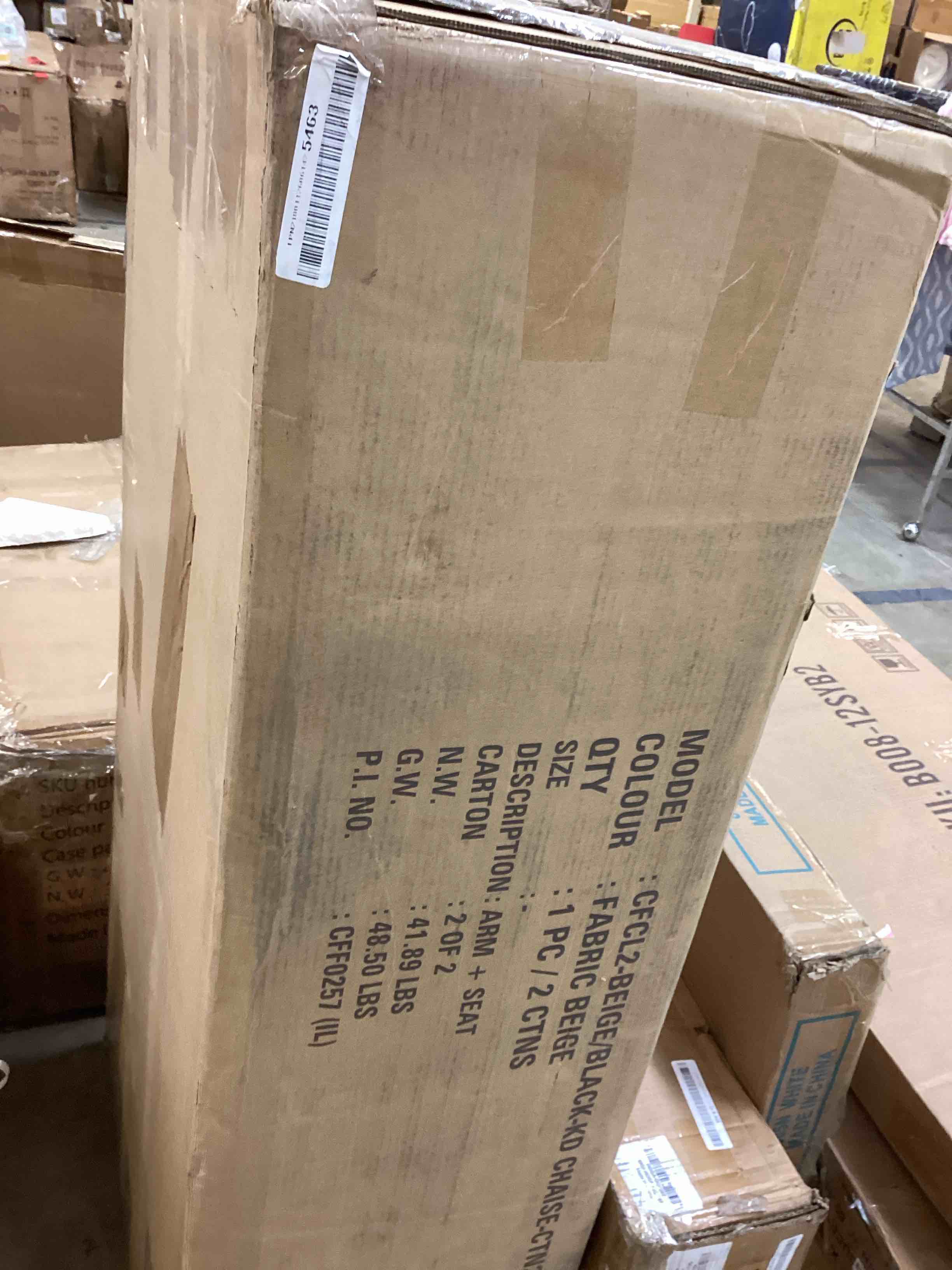 Condition photo showing Good Condition for baxton studio florent beige upholstered black finished chaise lounge (incomplete one box only)