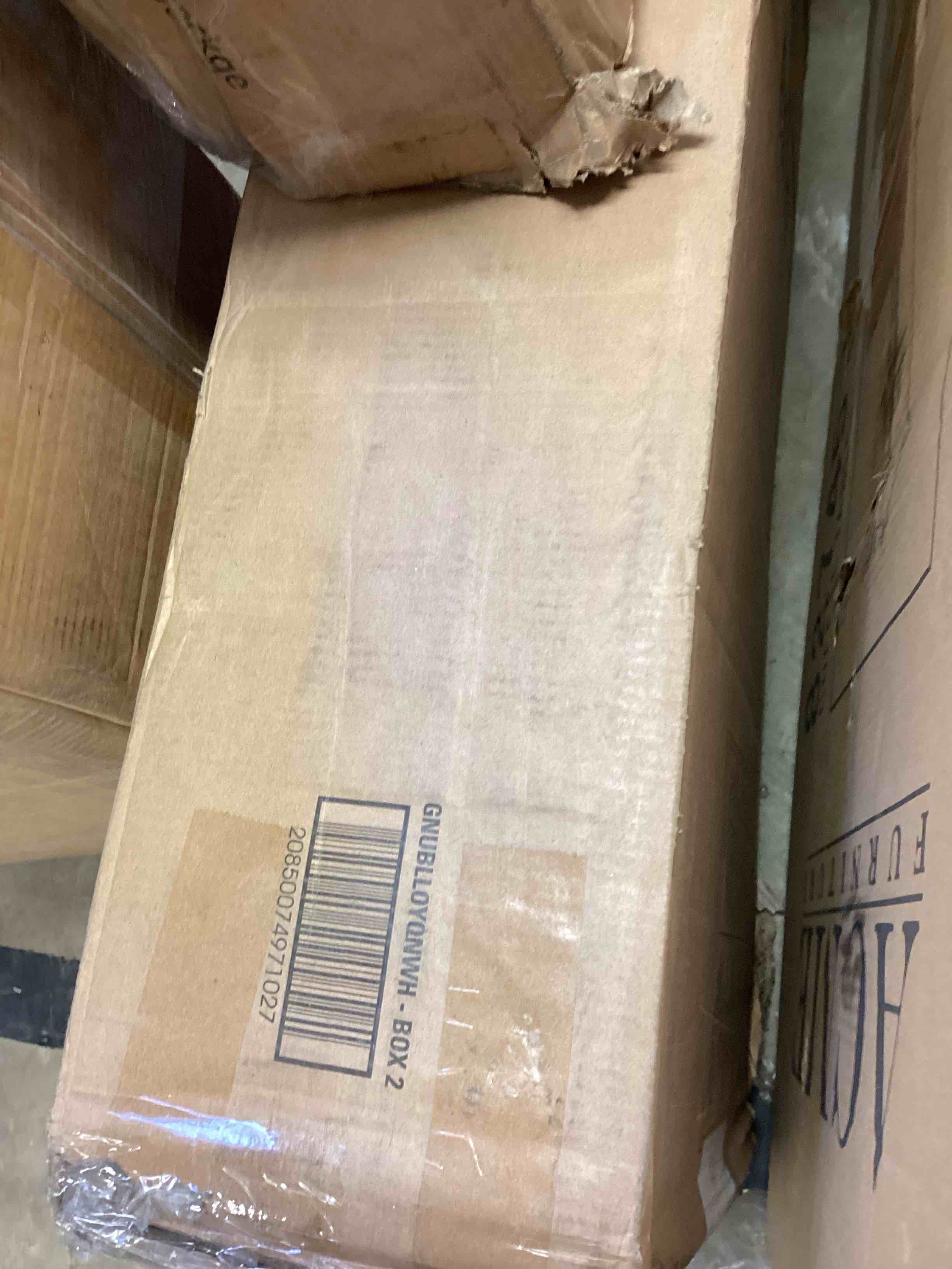 Condition photo showing Good Condition for lloyd wingback queen bed, white boucle (incomplete one box only)