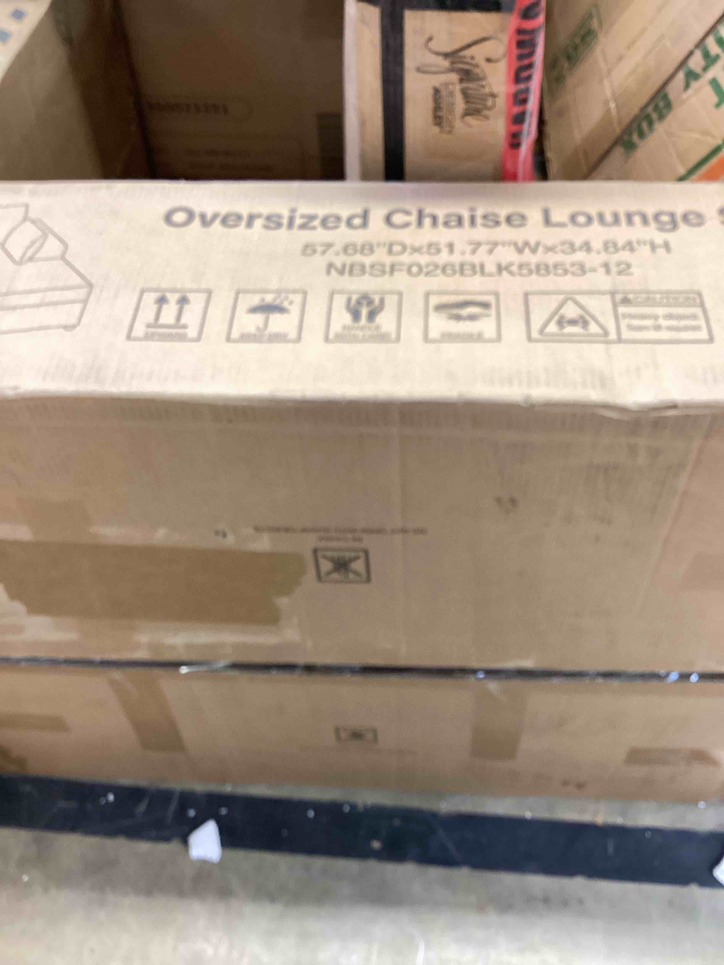 Condition photo showing Good Condition for oversized chaise lounge sofa, black (incomplete one box only)