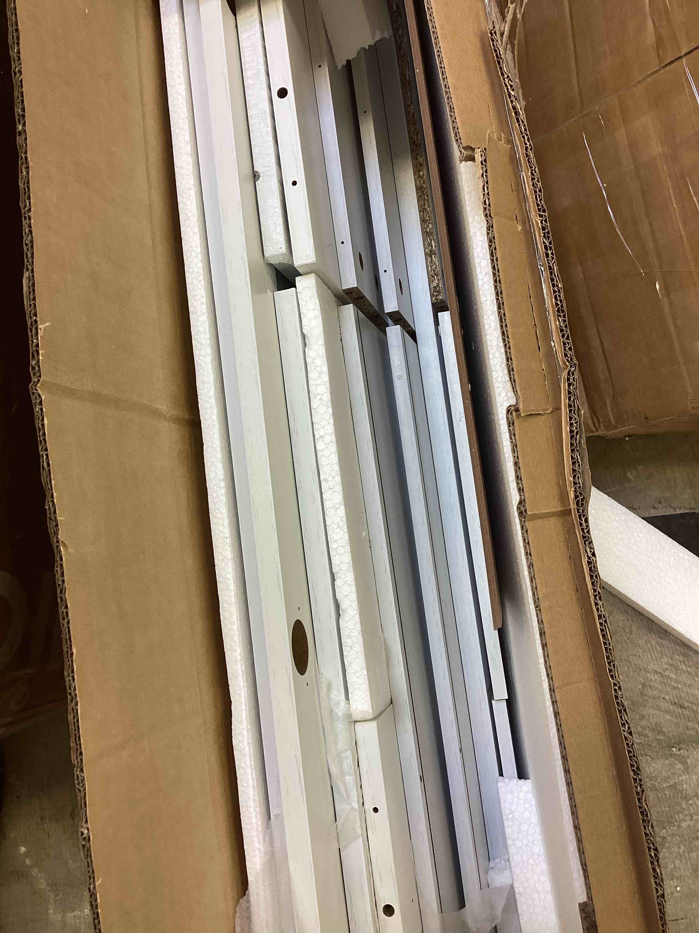 Condition photo showing Good Condition for kitchen pantry cabinet, white (incomplete one box only)