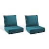 plushcore 22 in. x 24 in. x 6 in. 4-piece deep seating outdoor dining chair thick cushion set in peacock green (2-seat) (incomplete backs only)