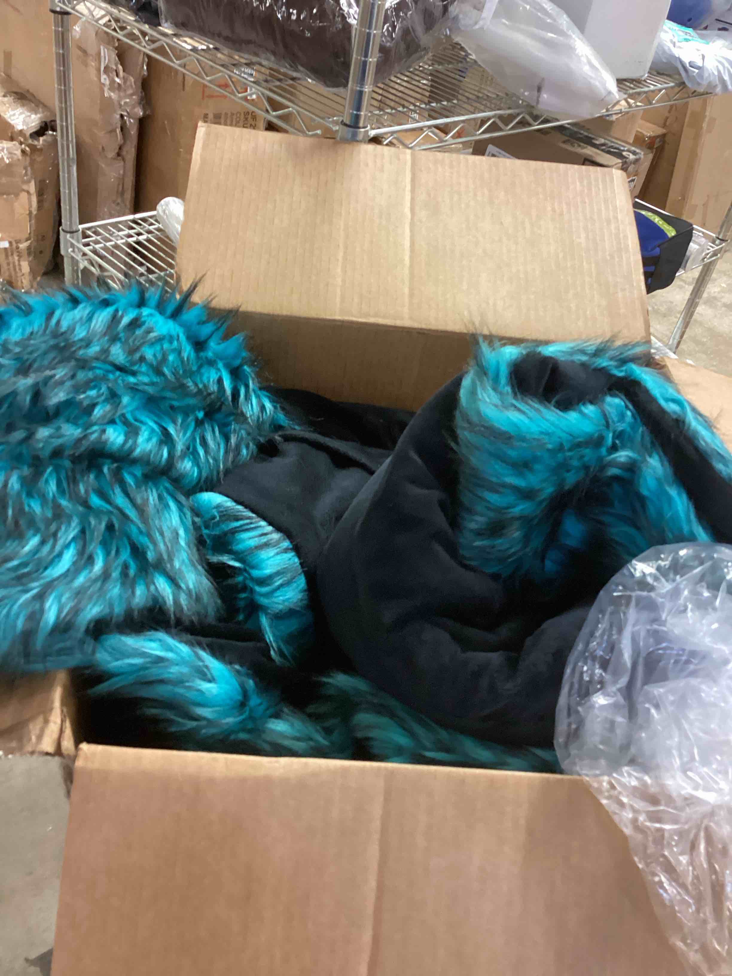 Condition photo showing As Is for shaggy faux fur comforter set