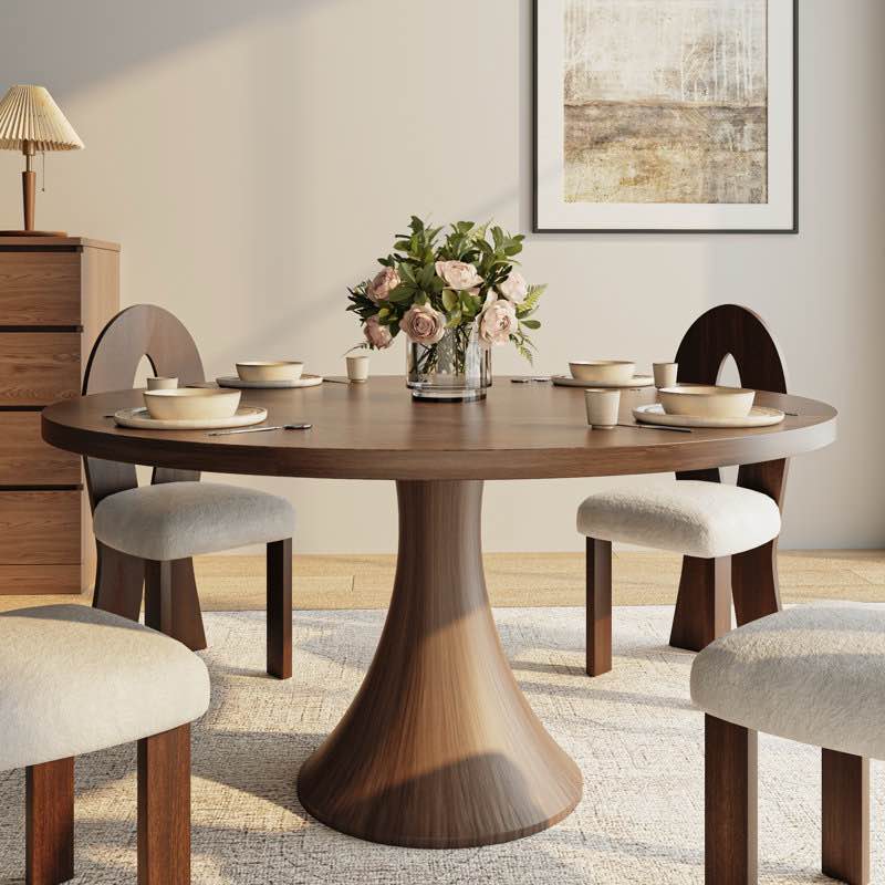 solid wood round dining table dark walnut (incomplete pedestal only)