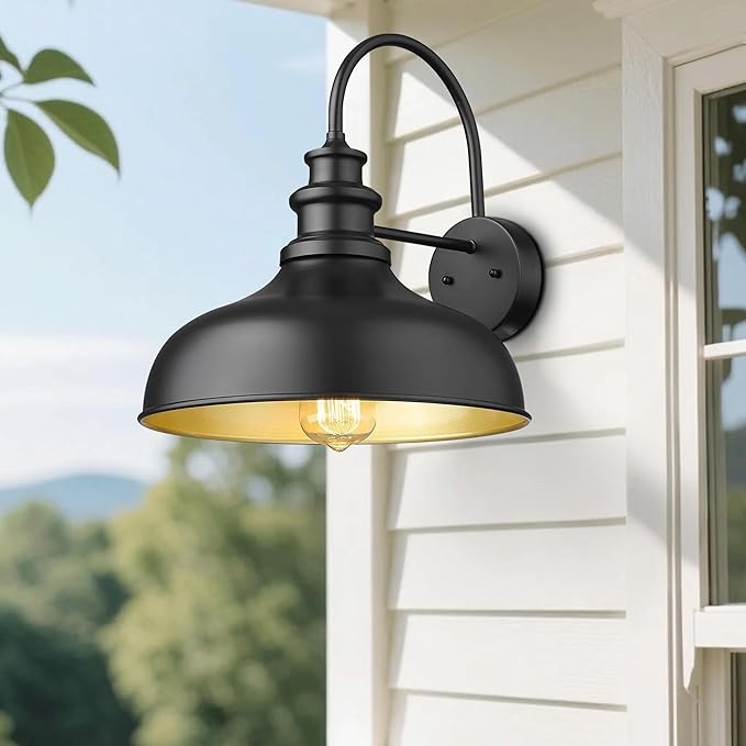 bestshared outdoor barn lights, dome outdoor wall sconce, socket weather resistant farmhouse porch wall lights, anti-rust exterior lighting fixture for house, porch,patio, garage