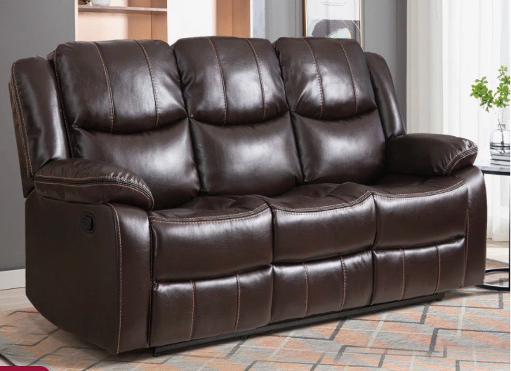 Kamarli Faux Leather Upholstered Solid and Manufactured Wood Frame Manual Reclining Sofa