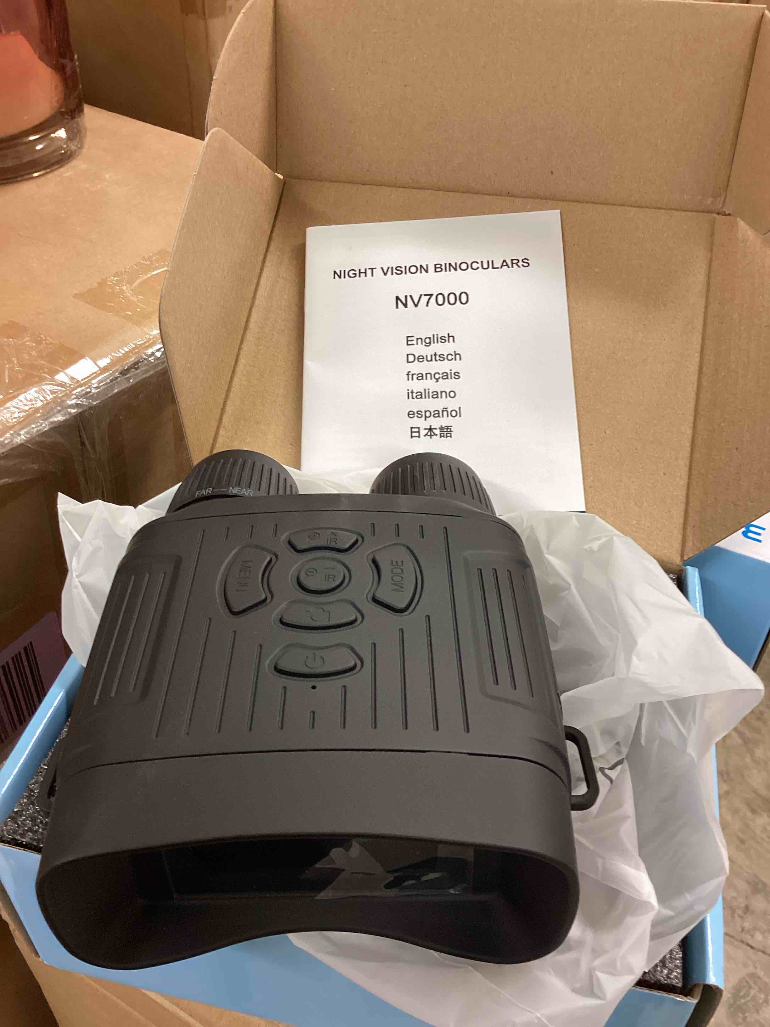 Condition photo showing New/Like New for night vision goggles for adults, 4k infrared night vision binoculars with rechargeable battery and anti-shake motion detection for camping black (pick up in the cage) 