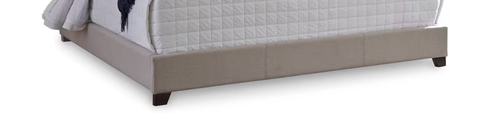 Condition photo showing New/Like New for dolante button upholstered bed (incomplete) (only the edges of the bed)
