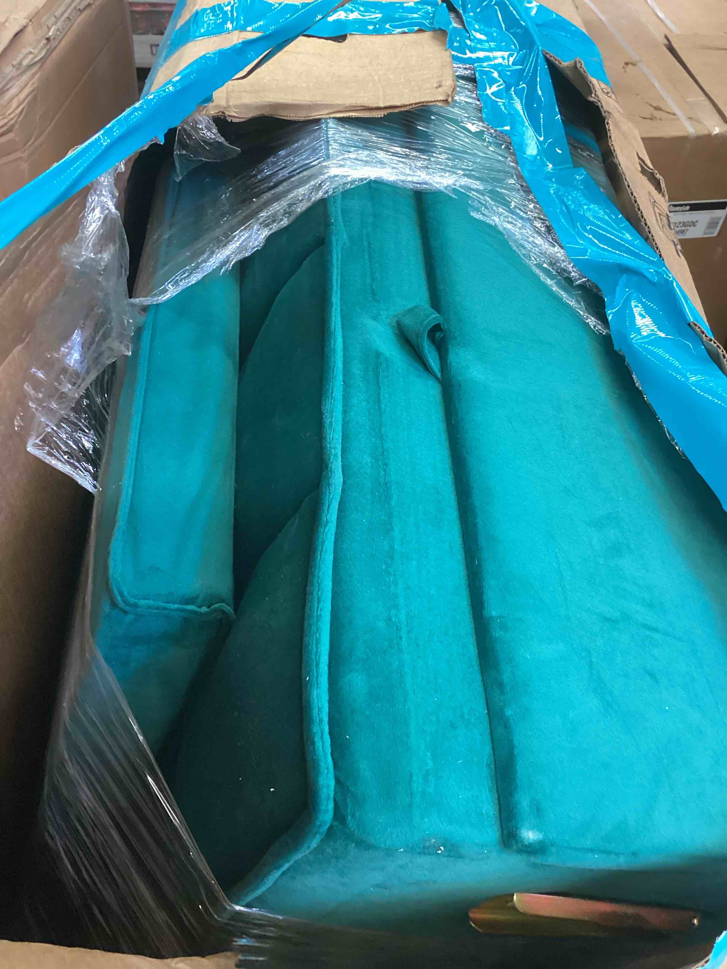 Condition photo showing As Is for 54'' sleeper sofa bed, convertible pull out couch futon for for living room,apartment (green, loveseat) side pockets, velvet fabric, adjustable backrest, pull-out bed, easy assembly