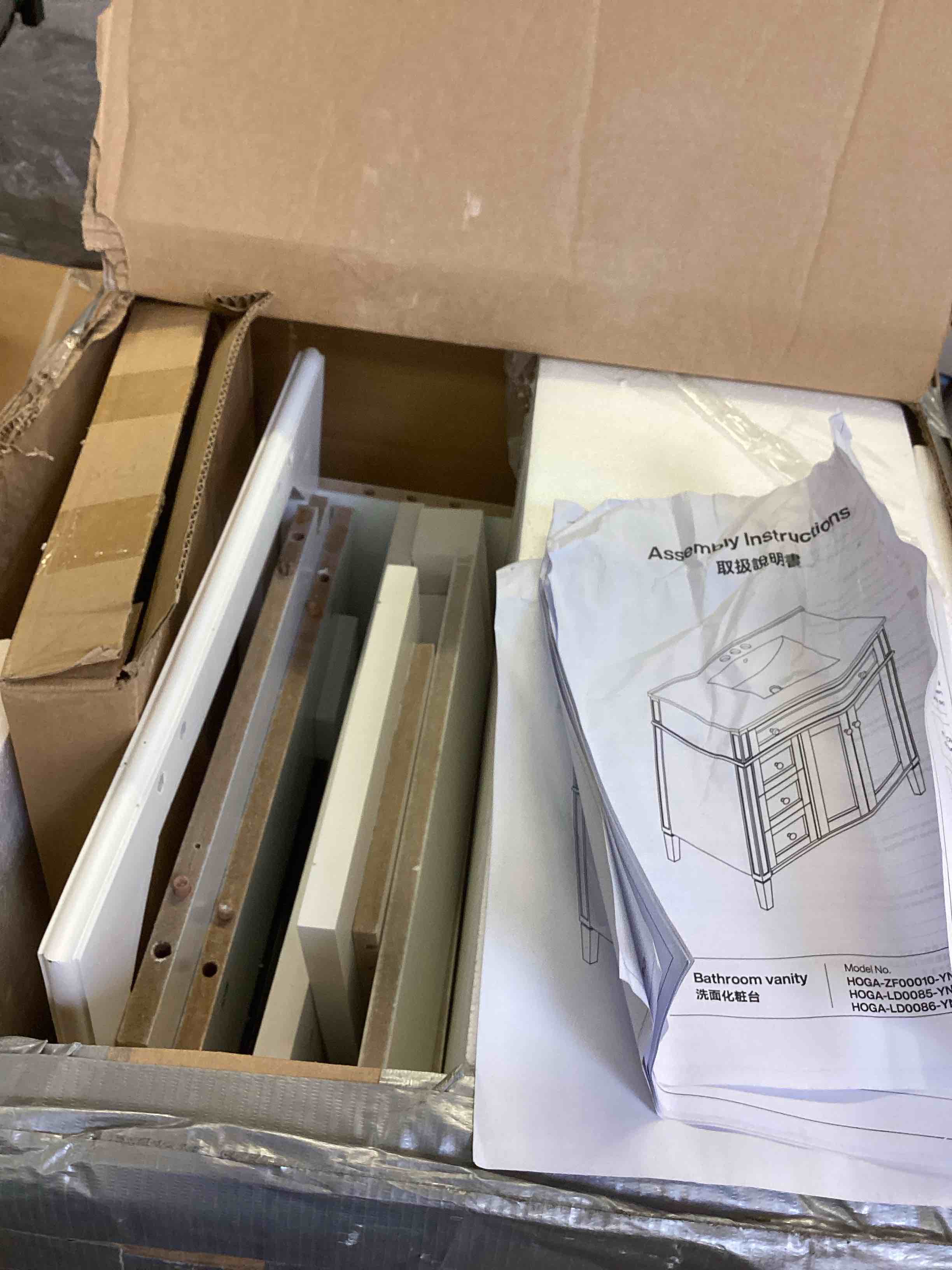 Condition photo showing As Is for 36” bathroom vanity, modern sink cabinet with 4 drawers zf00010-yn