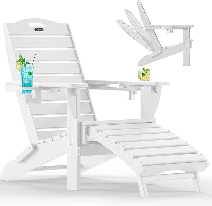 ciokea folding adirondack chair with retractable ottoman
