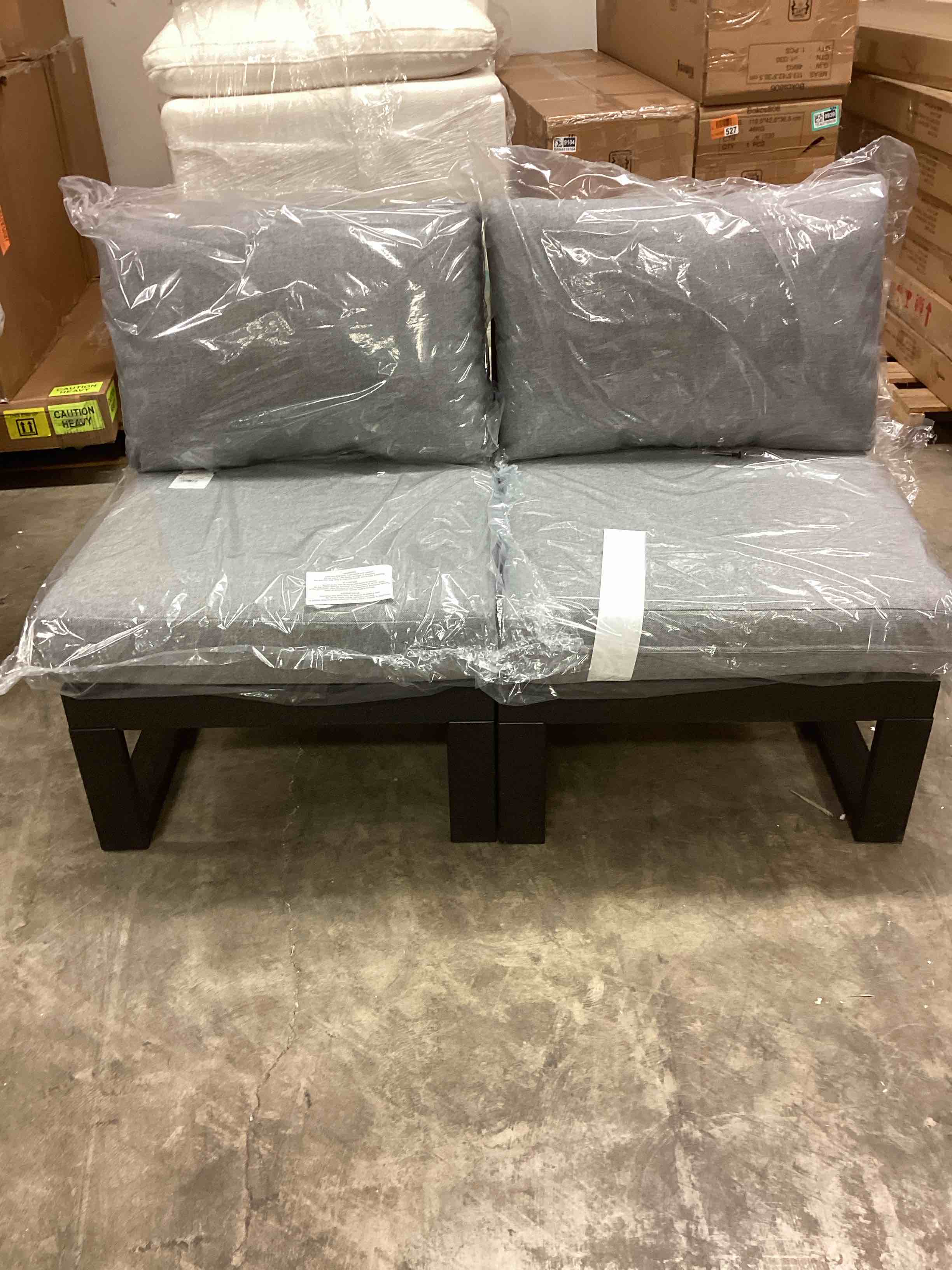 Condition photo showing New/Like New for outdoor chair set of 2 ,removable cushions (pickup 4 boxes) (color different from stock photo)