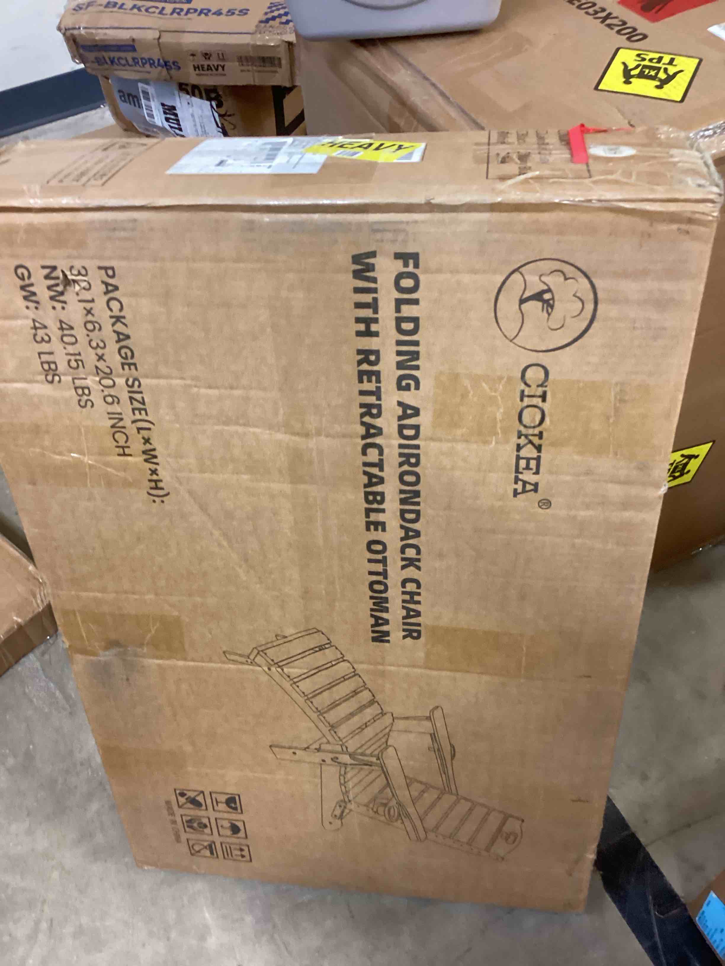 Condition photo showing New/Like New for ciokea folding adirondack chair with retractable ottoman