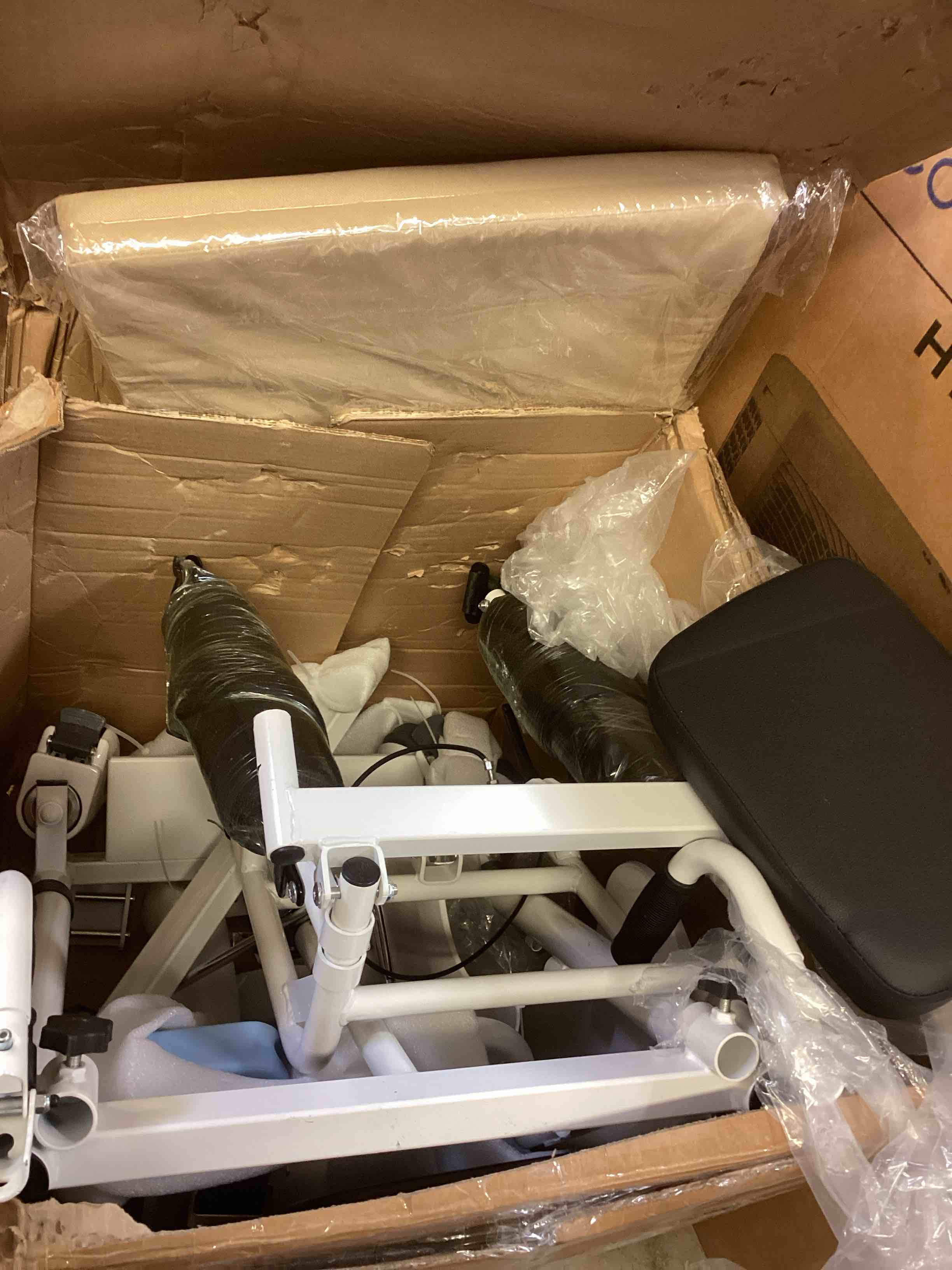 Condition photo showing As Is for patient lift transfer chair for home, hydraulic lift chair with 180° open design, sit to stand lift for elderly, disabled,transfer chair for bed,toilet,car|silla de transferencia para adultos (blue)