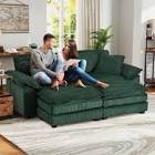 modular sectional sofa cloud couch, comfy corduroy double-upholstered sleeper sofa, green (incomplete one box only)