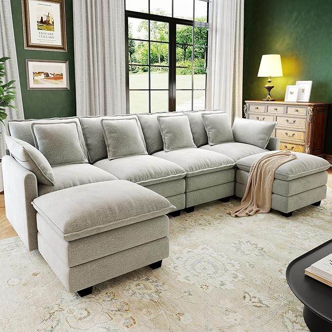 cloud couch sectional, u shaped modular sectional sofa (incomplete one box only)