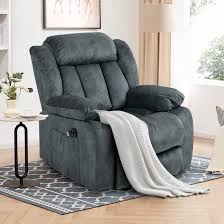 power lift recliner chair, elderly sofa with heat therapy and massage function, heavy duty reclining mechanism electric recliner with side pocket for living room bedroom home theater, blue