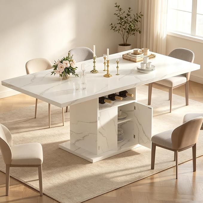 rectangle faux marble dining table (incomplete one box only)