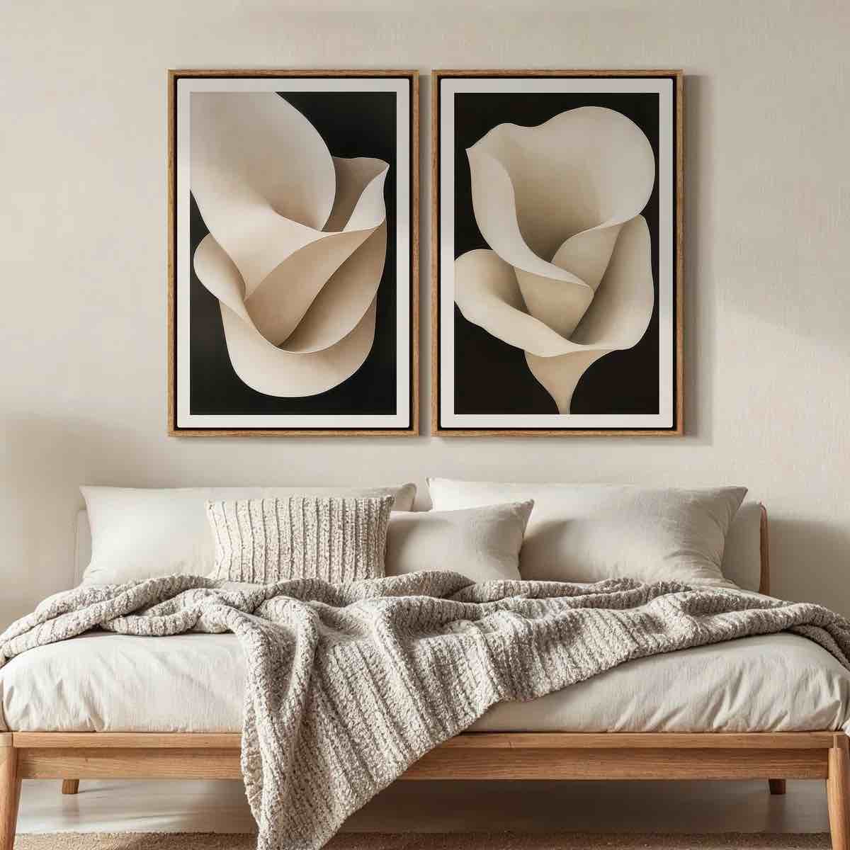 Framed Canvas wall Art, Vintage Abstract Wall pirnts for Bedroom (Set of 2)