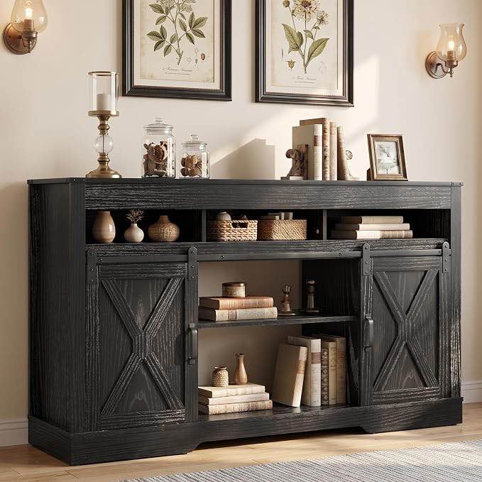 farmhouse Tv stand ,black (incomplete)