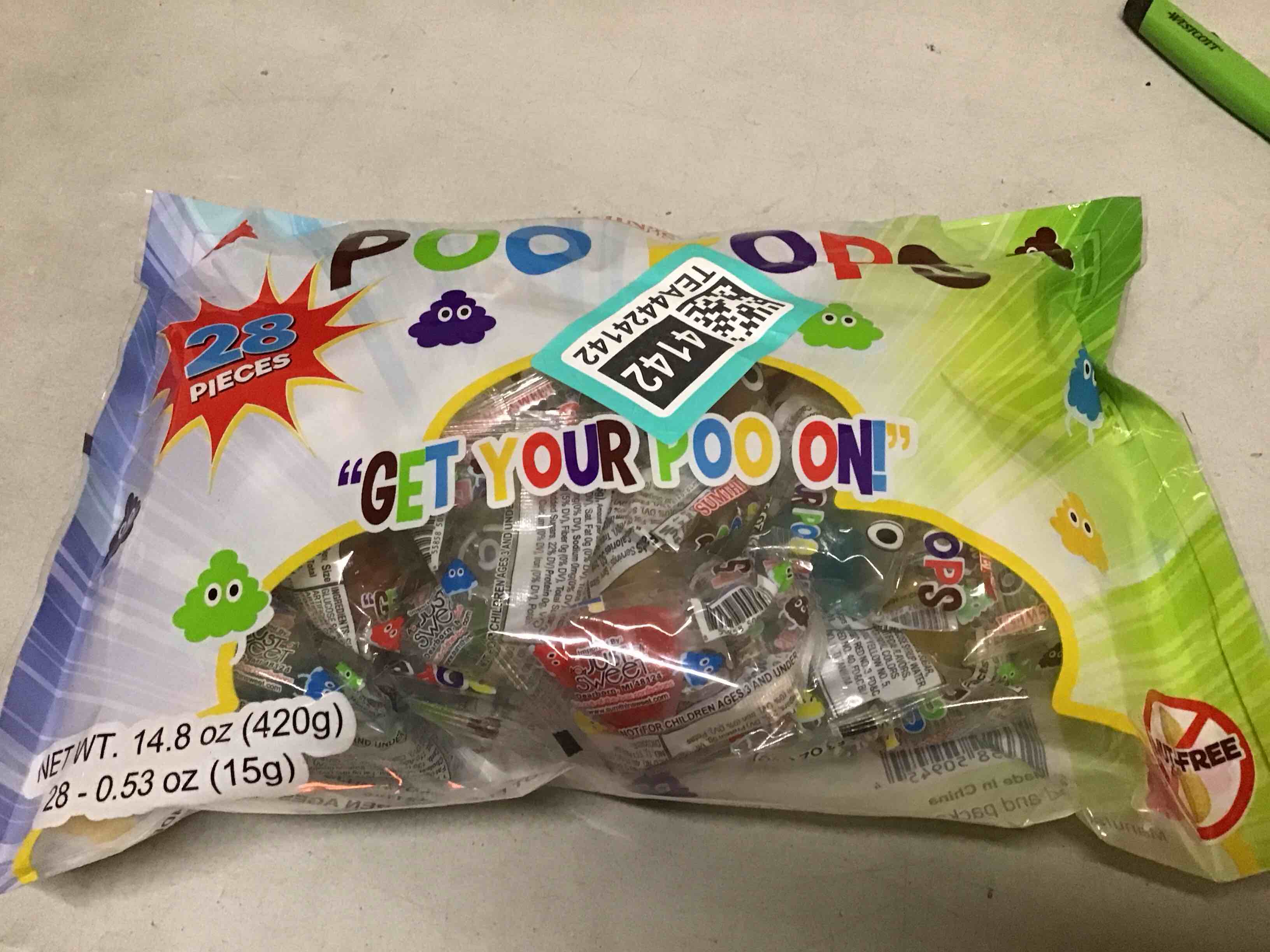 Condition photo showing Brand New for Sumthin' Sweet Poo Pops Candy Ring, 14.8 Ounces Bag - 28 Count