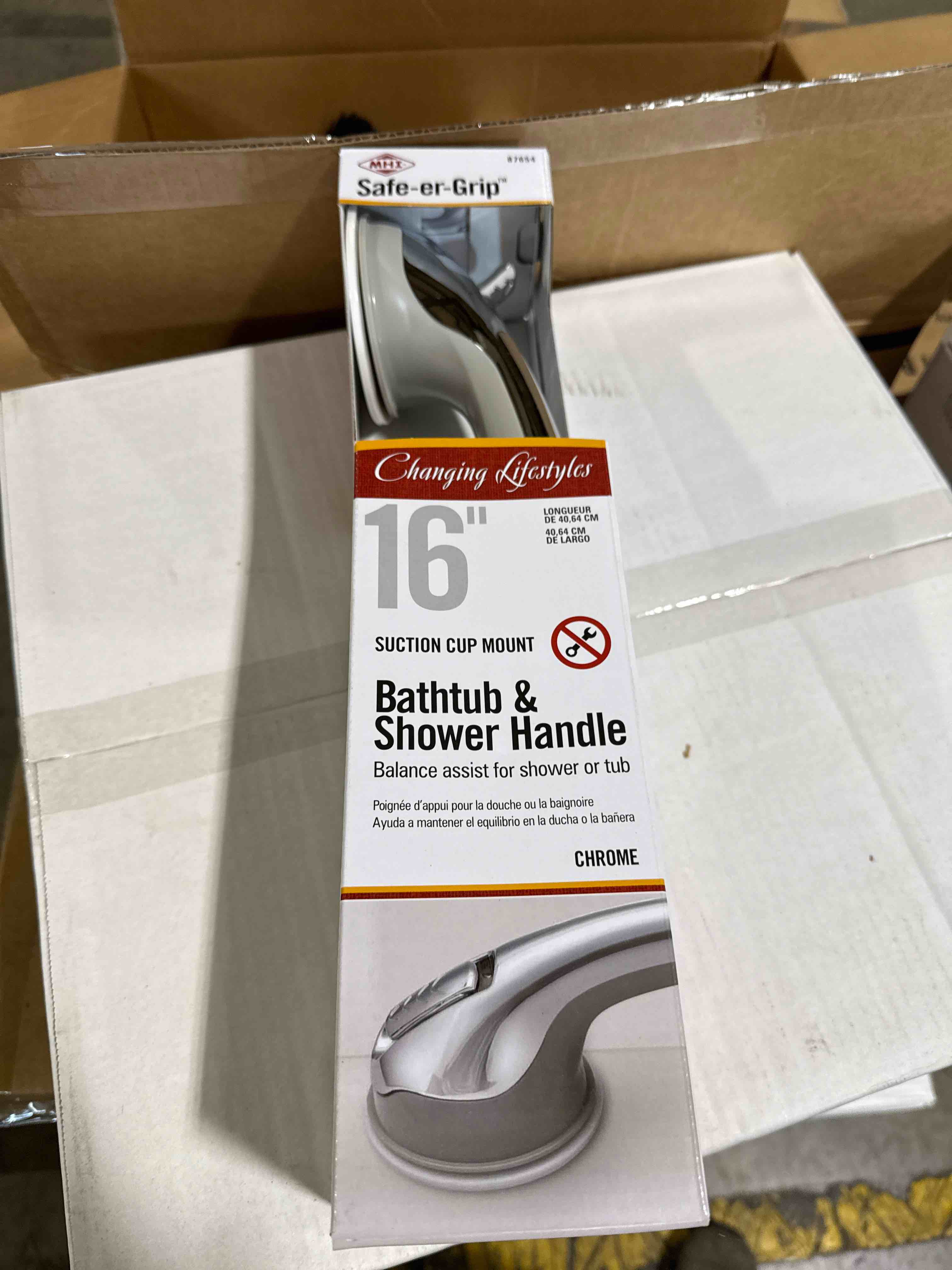 Condition photo showing New/Like New for mommy s helper safe-er-grip bathtub and shower balance assist bar  16 inch  chrome