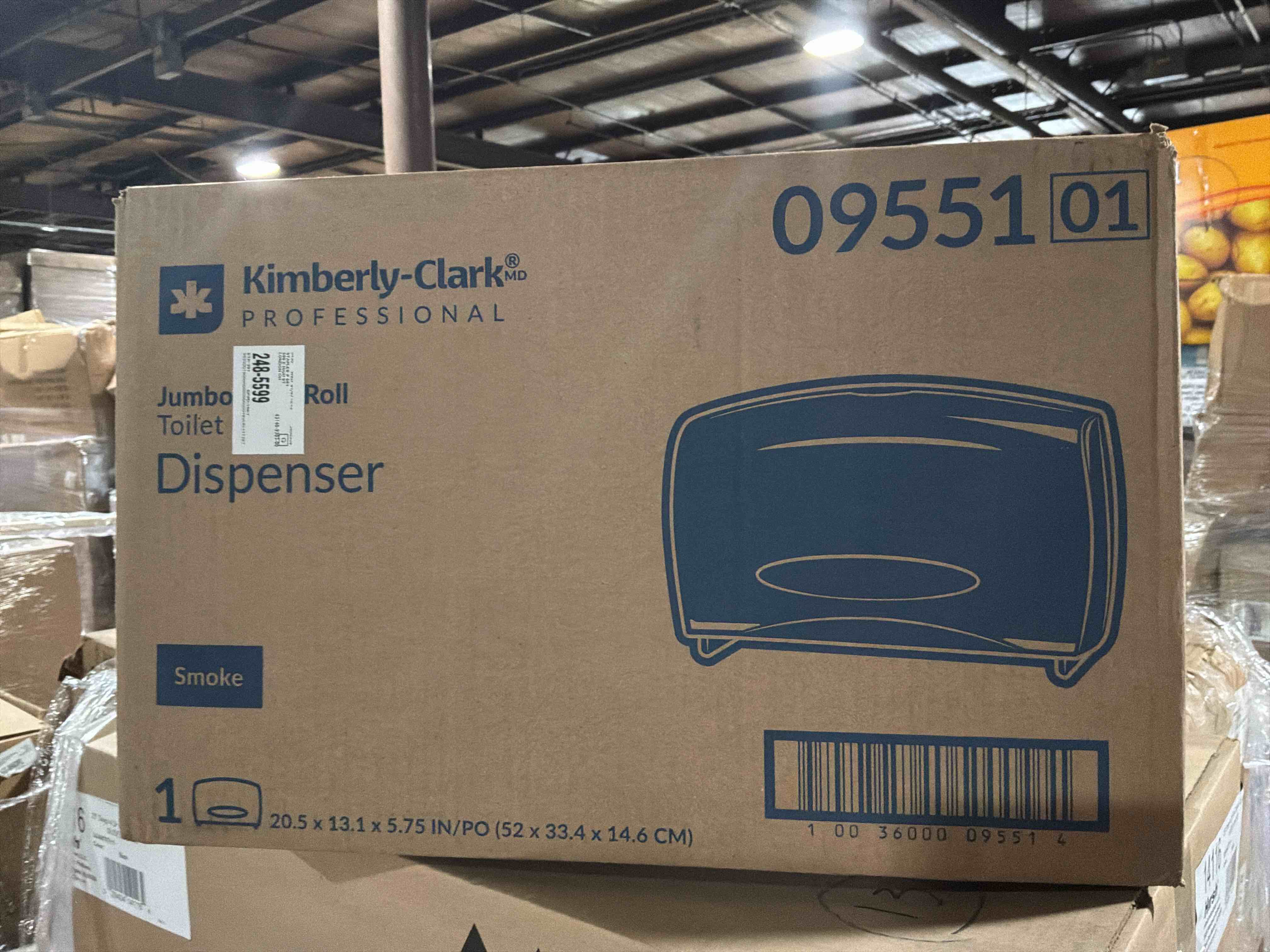 Condition photo showing New/Like New for kimberly-clark professional* cored jrt jumbo combo tissue dispenser  20 2/5w x 5 4/5d x 13 1/10h  smoke/gray -kcc09551