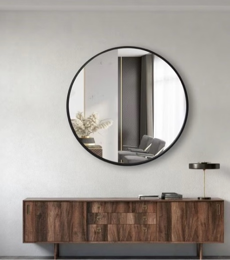 jill zarin 36" elegant round metal wall mirror