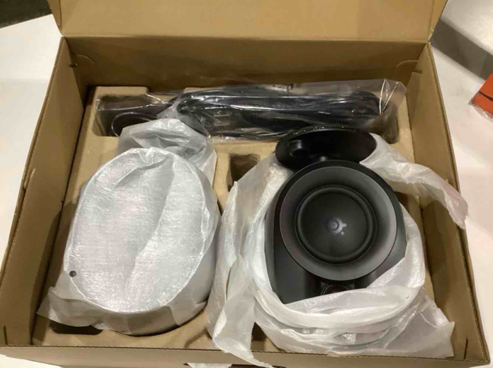 Condition photo showing Good Condition for computer speakers, littoak bluetooth pc speakers, ac powered gaming speaker with 3 eq modes, stereo speakers with 6 rgb modes, aux in, headphone, usb port speaker for laptop/desktop/tv, 2*15w, 2.0 ch