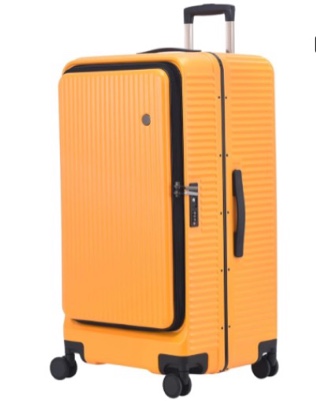 29 inch aluminum checked luggage with side opening zipper, 40 * 37 * 77cm, 113l, lightweight hardshell abs+pc suitcase with tsa lock, 360° universal wheels, yellow