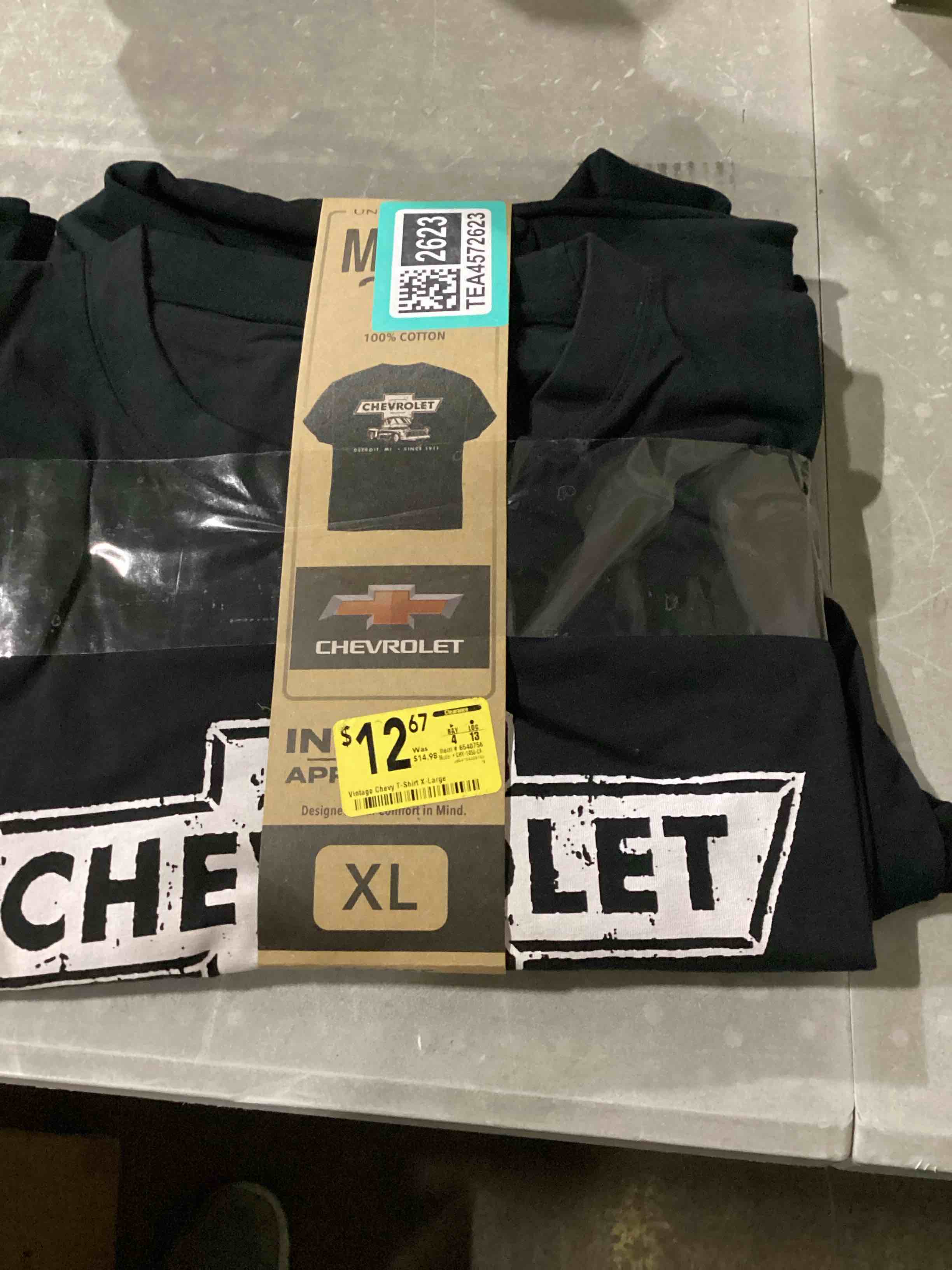 Condition photo showing New/Like New for similar design size xl jh design group men's chevy bow tie black crew neck t-shirt x-large black