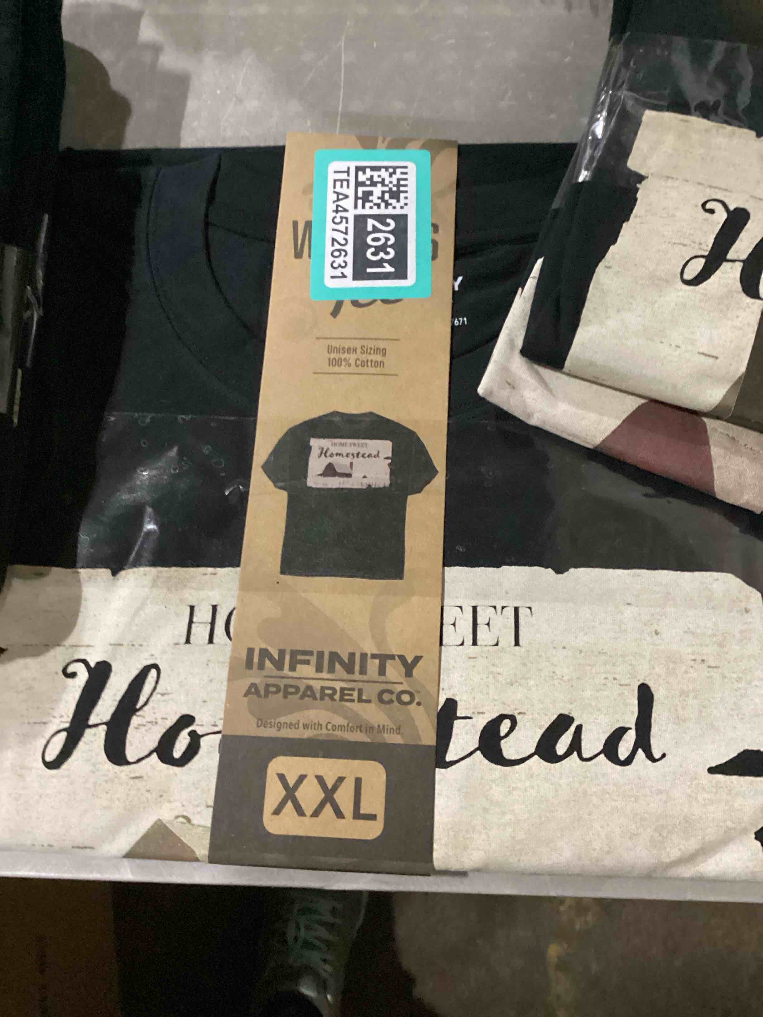 Condition photo showing New/Like New for infinity apparel womans tee homestead home sweet
