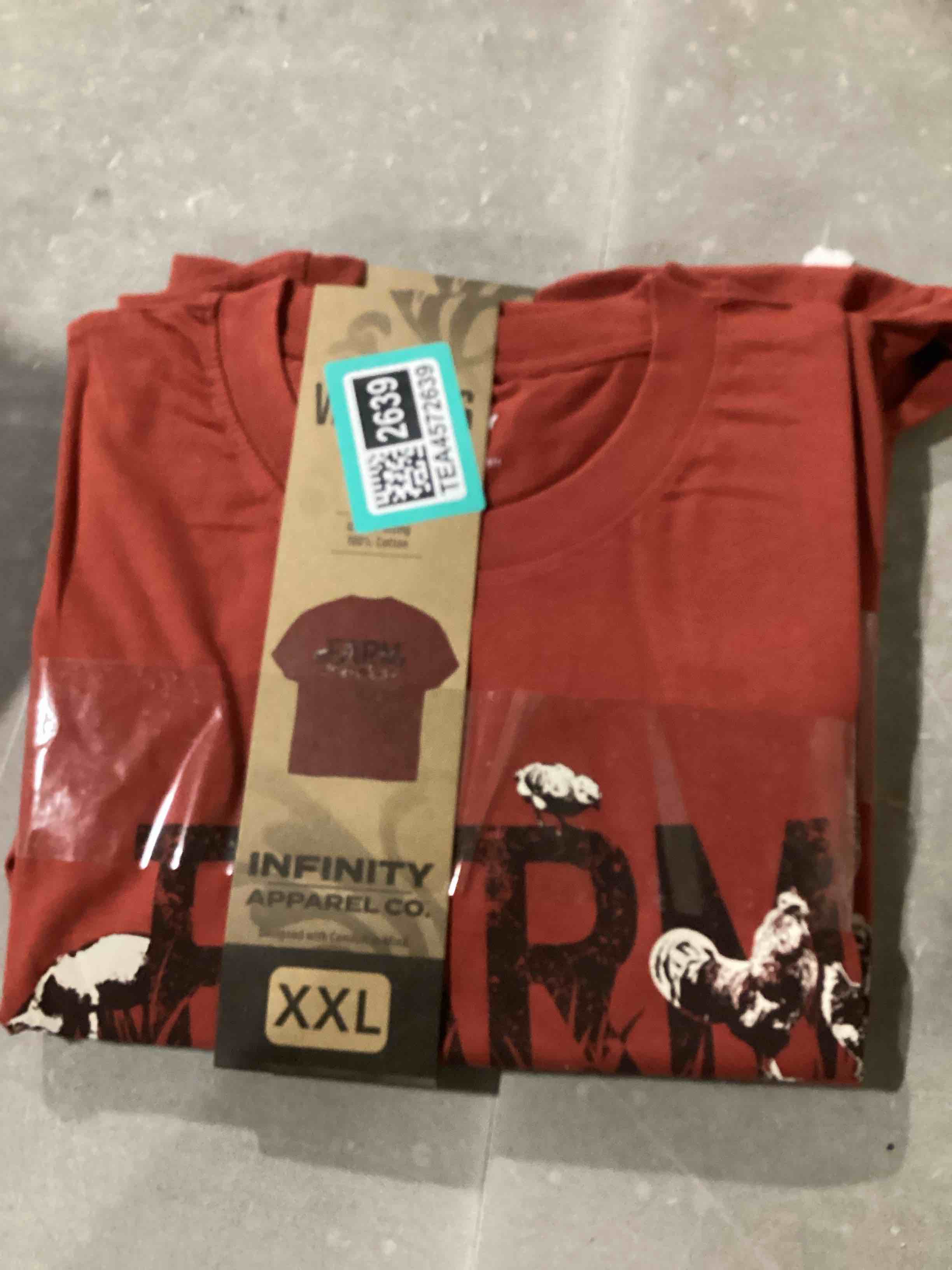 Condition photo showing New/Like New for infinity brands women's red medium weight knit short sleeve graphic t-shirt ( xxl )