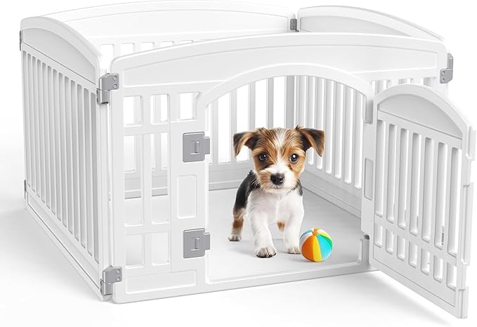 smug dog playpen 6-panel 24 inch safe secure indoor outdoor pet fence, folding portable 35 x 35 x 24in, ideal for small to medium dogs easy to clean 6 24 inch