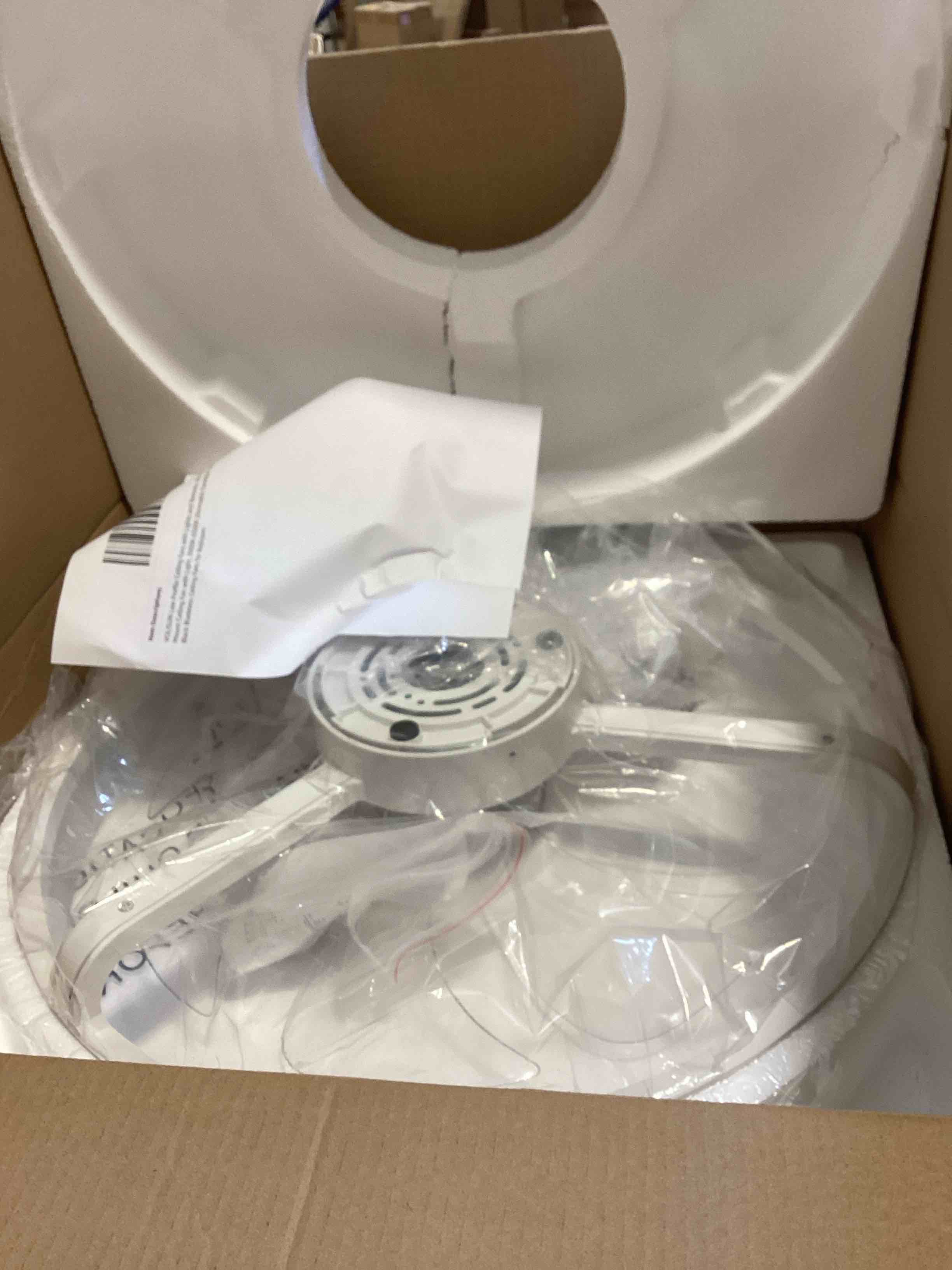 Condition photo showing Good Condition for volisun low profile ceiling fans with lights and remote, 20in flush mount ceiling fan with light, 3000k-6500k dimmable fandelier led fan light, white bladeless ceiling fans with lights for bedroom white 20 inch