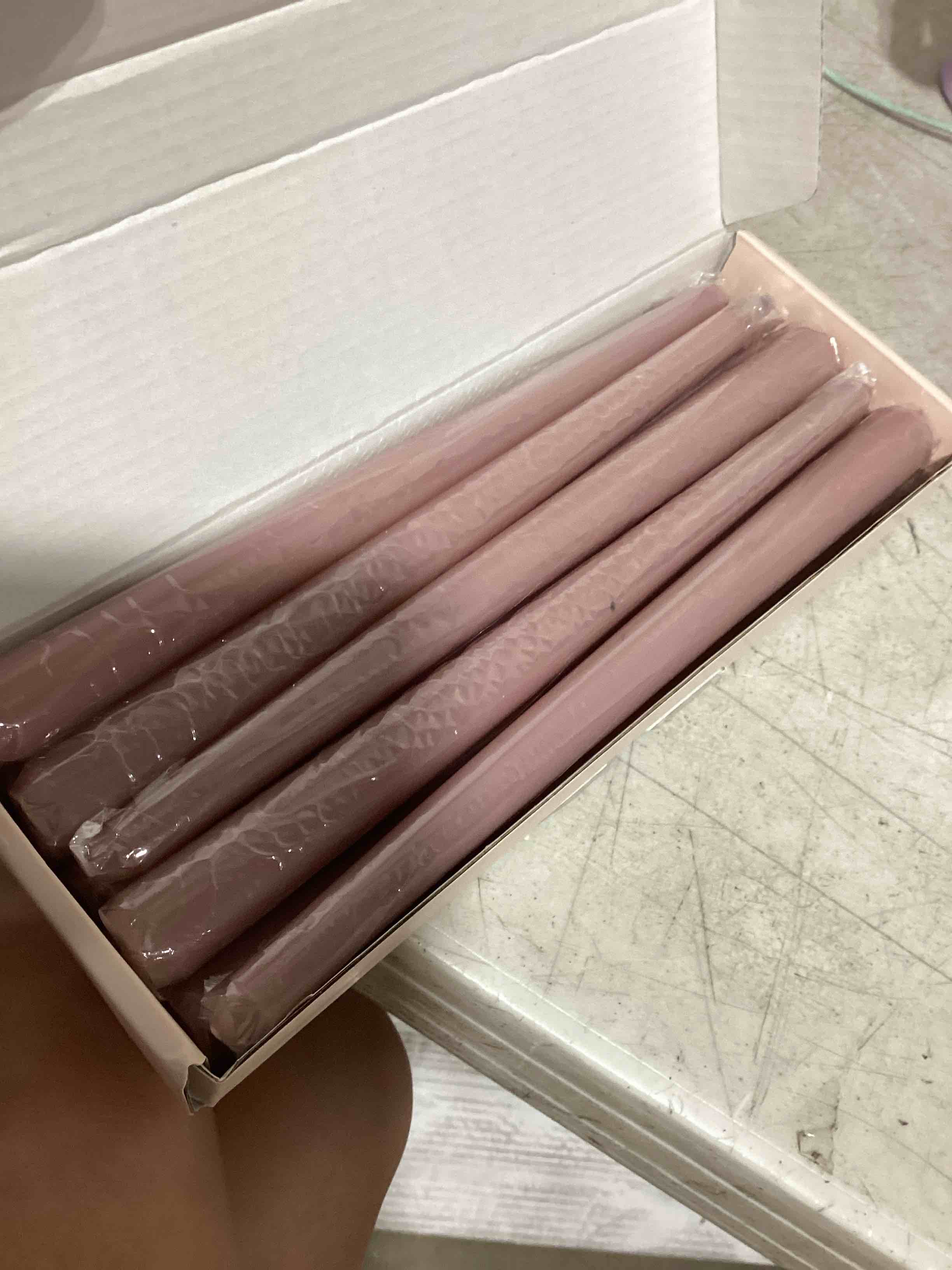 Condition photo showing Good Condition for 10 inch dusty rose taper candles for home decoration, 10 pack unscented candlesticks for dinner wedding party, smokeless and dripless candle sticks dusty-rose