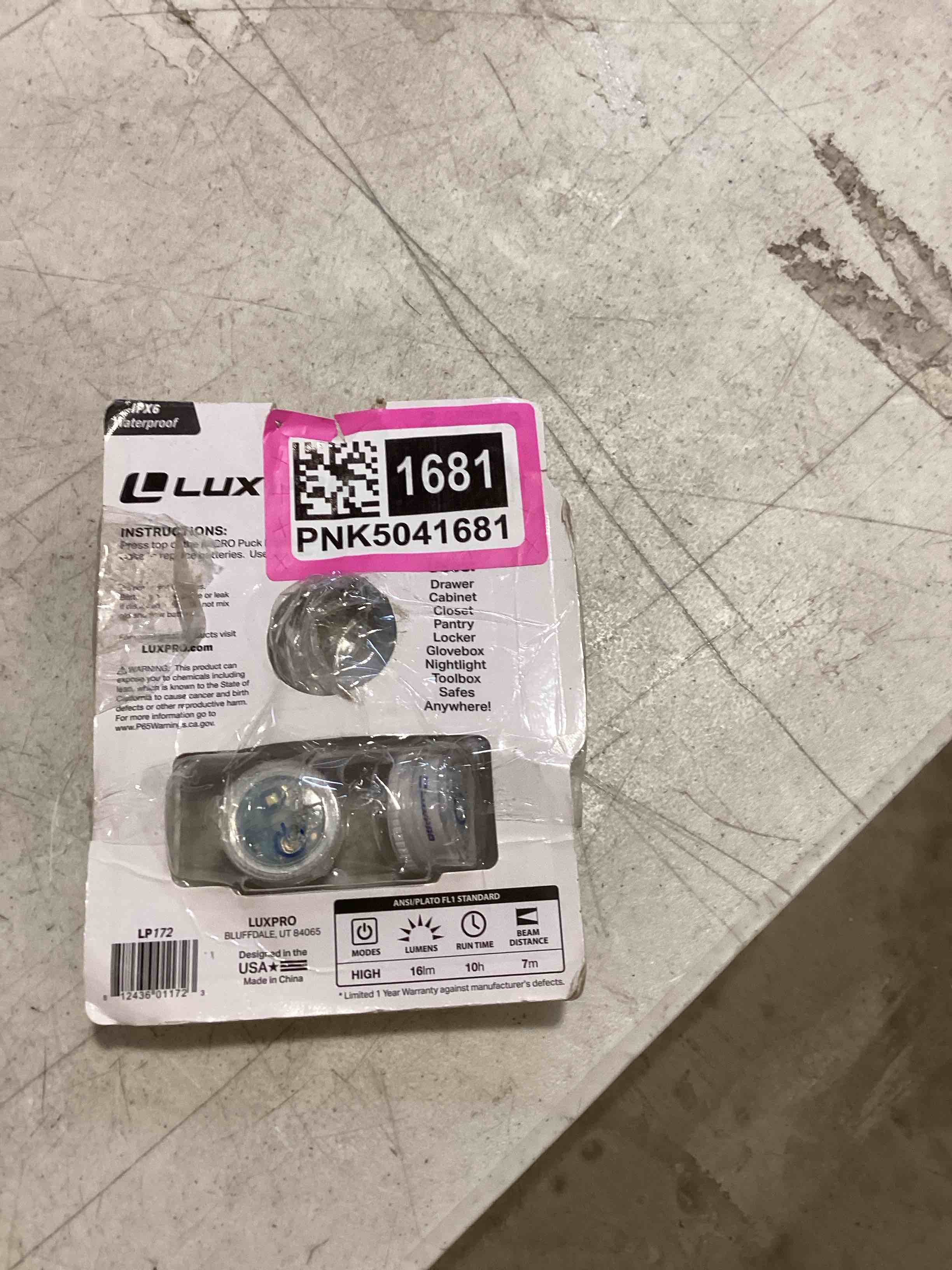 Condition photo showing As Is for lux-pro 16-lumen led flashlight (battery included)