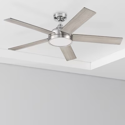 harbor breeze camden 52-in brushed nickel with driftwood/sienna blades led ceiling fan