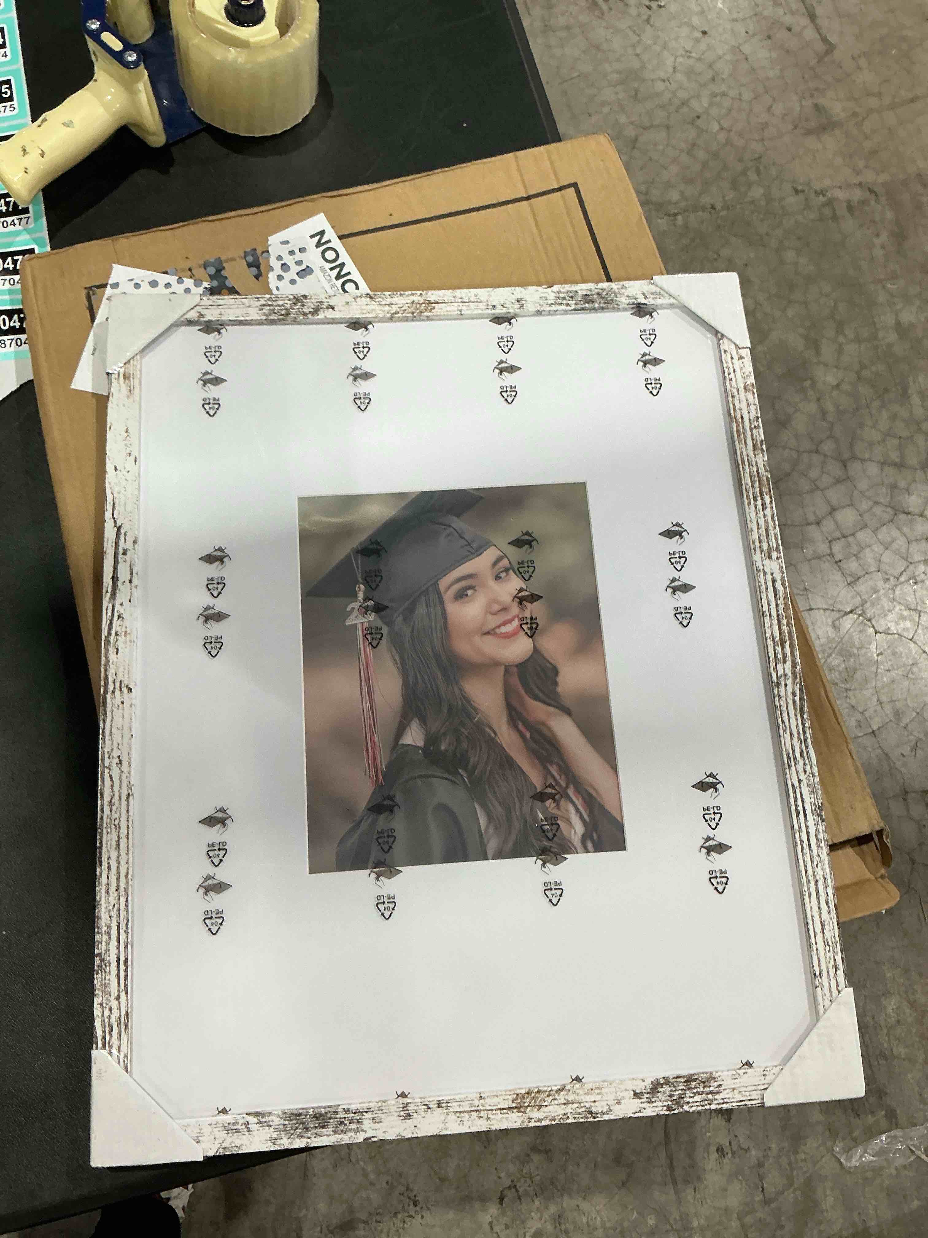 graduatepro 16x20 signature picture frame board for 8x10 photo with signable mat for birthday baptism party graduation wedding guest book rustic white