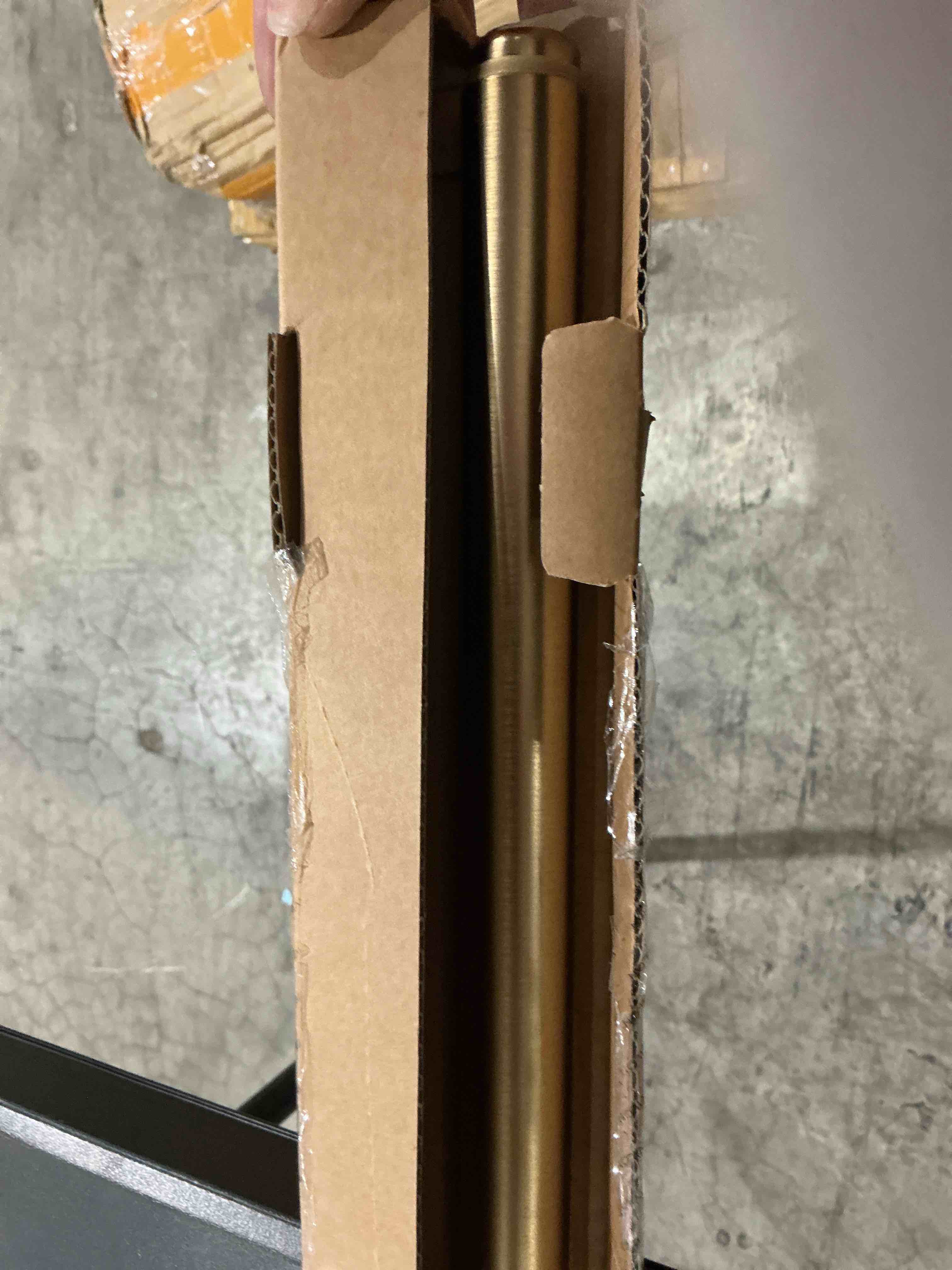Condition photo showing Good Condition for ivilon drapery window curtain rod - end cap style design 1 inch pole. 28 to 48 inch color warm gold 28 to 48 in.
