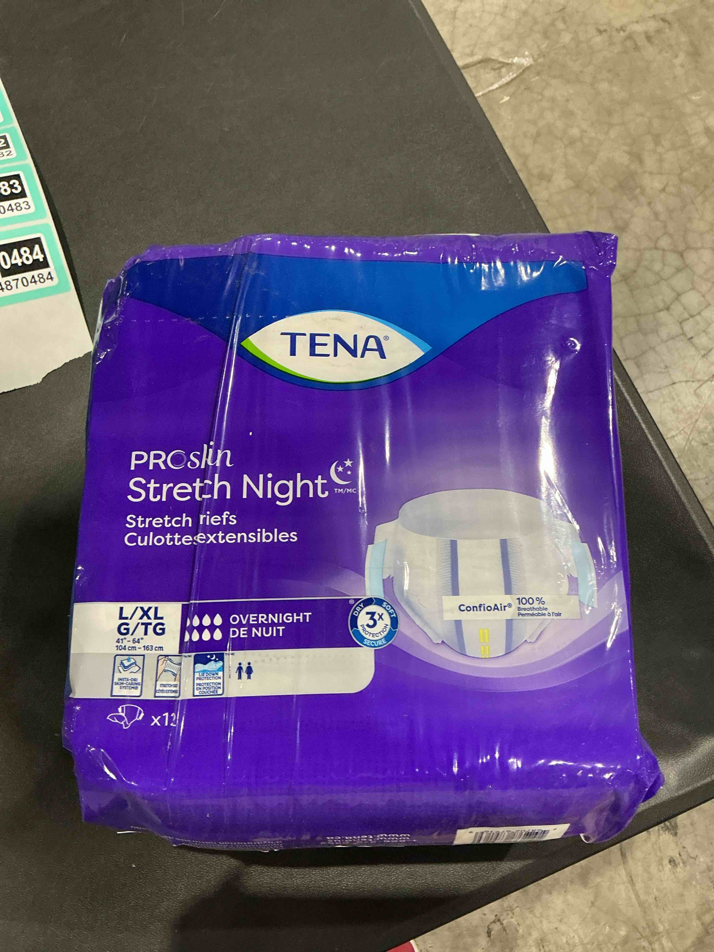 Condition photo showing Good Condition for tena proskin overnight incontinence adult diaper for women & men, stretch, large/extra large, 12 count, packaging may vary