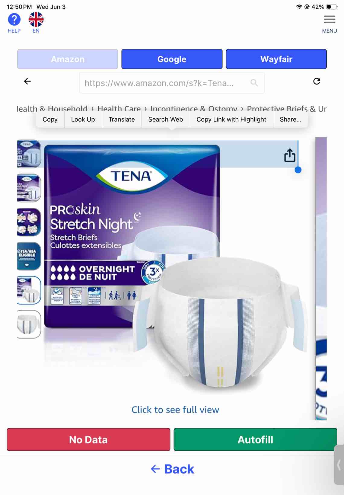 tena proskin overnight incontinence adult diaper for women & men, stretch, large/extra large, 12 count, packaging may vary