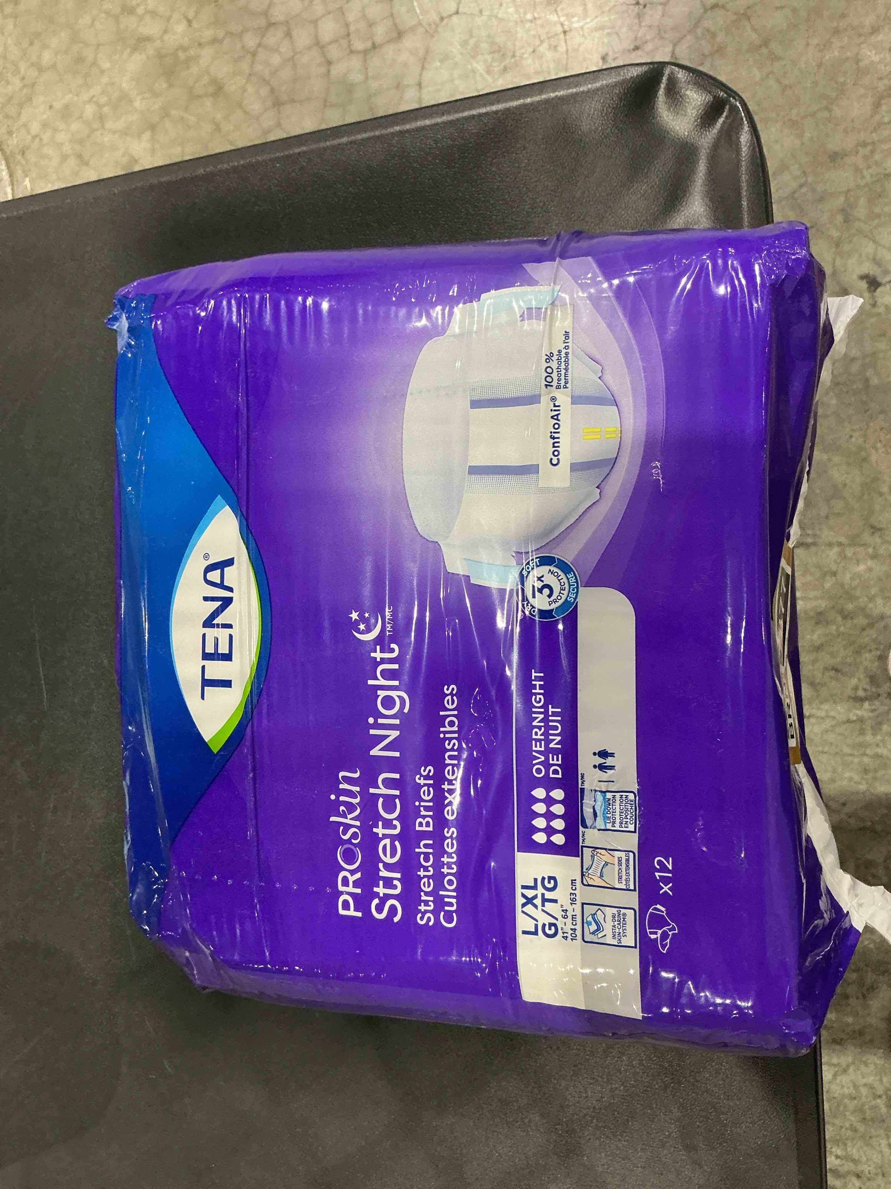 Condition photo showing Good Condition for tena proskin overnight incontinence adult diaper for women & men, stretch, large/extra large, 12 count, packaging may vary