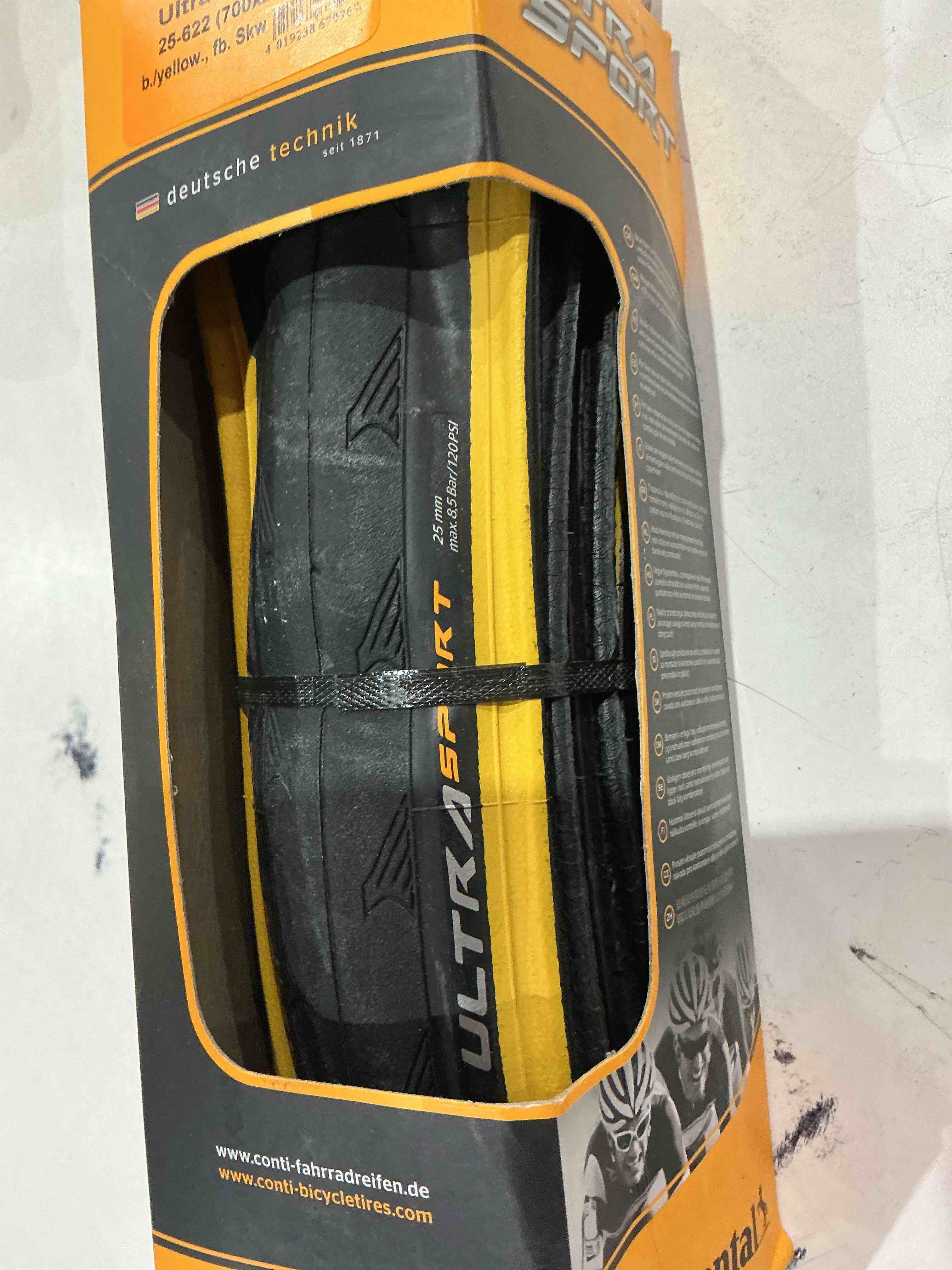 Condition photo showing As Is for similar to continental sprinter tire - 700 x 25, tubular, folding, black, blackchili, safetysystem breaker