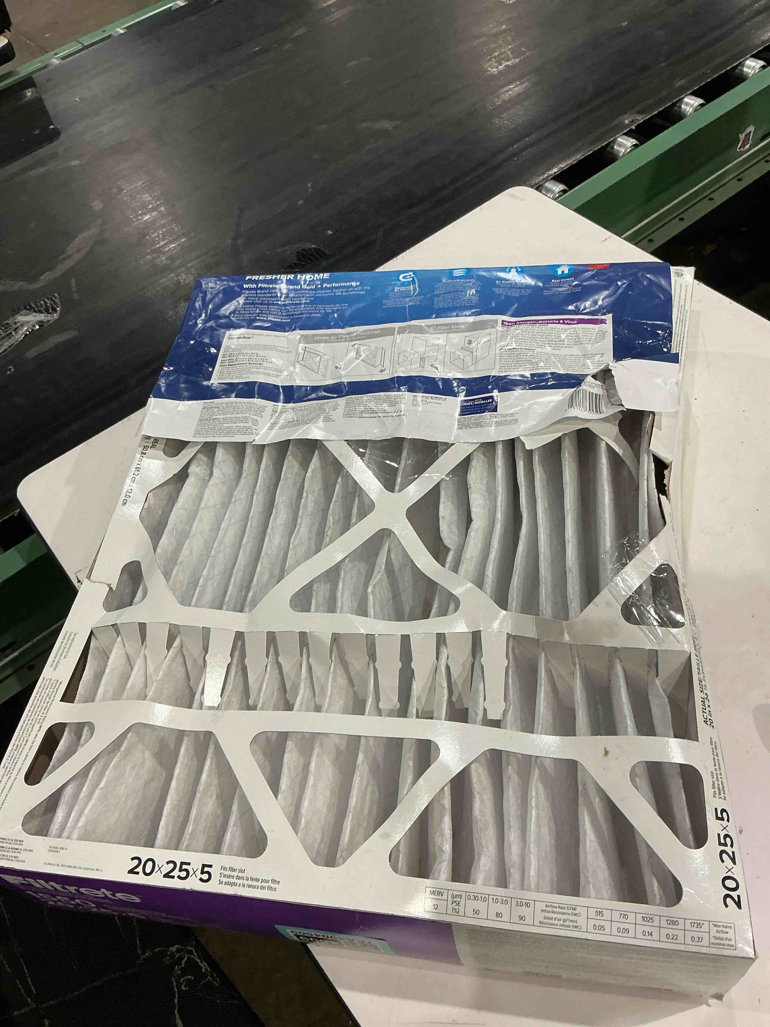 Condition photo showing As Is for filtrete allergen reduction electrostatic air filter (common: 20-in x 25-in x 5-in; actual: 19.7500-in x 24.4375-in x 5-in)