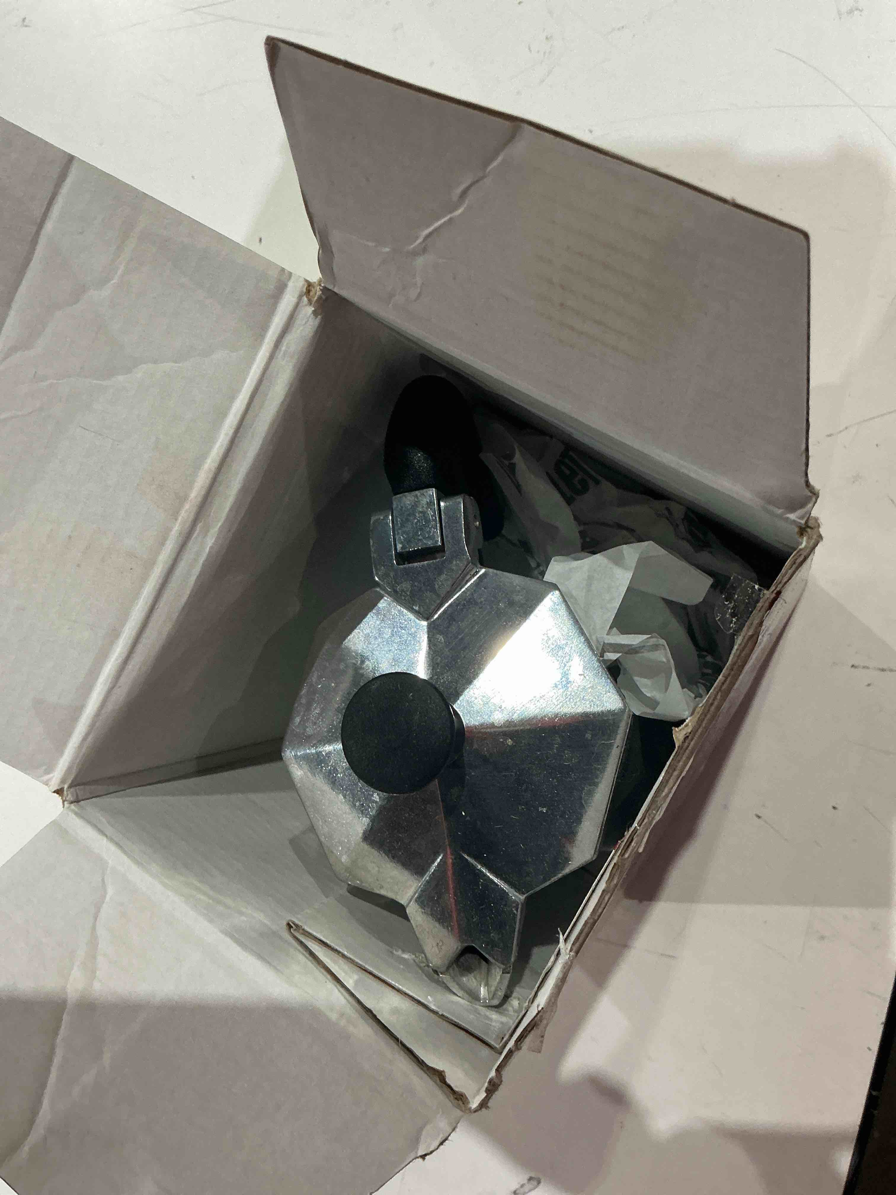 Condition photo showing As Is for bialetti - moka express: iconic stovetop espresso maker, makes real italian coffee, moka pot 1 cup (2 oz - 60 ml), aluminium, silver 1 cups silver
