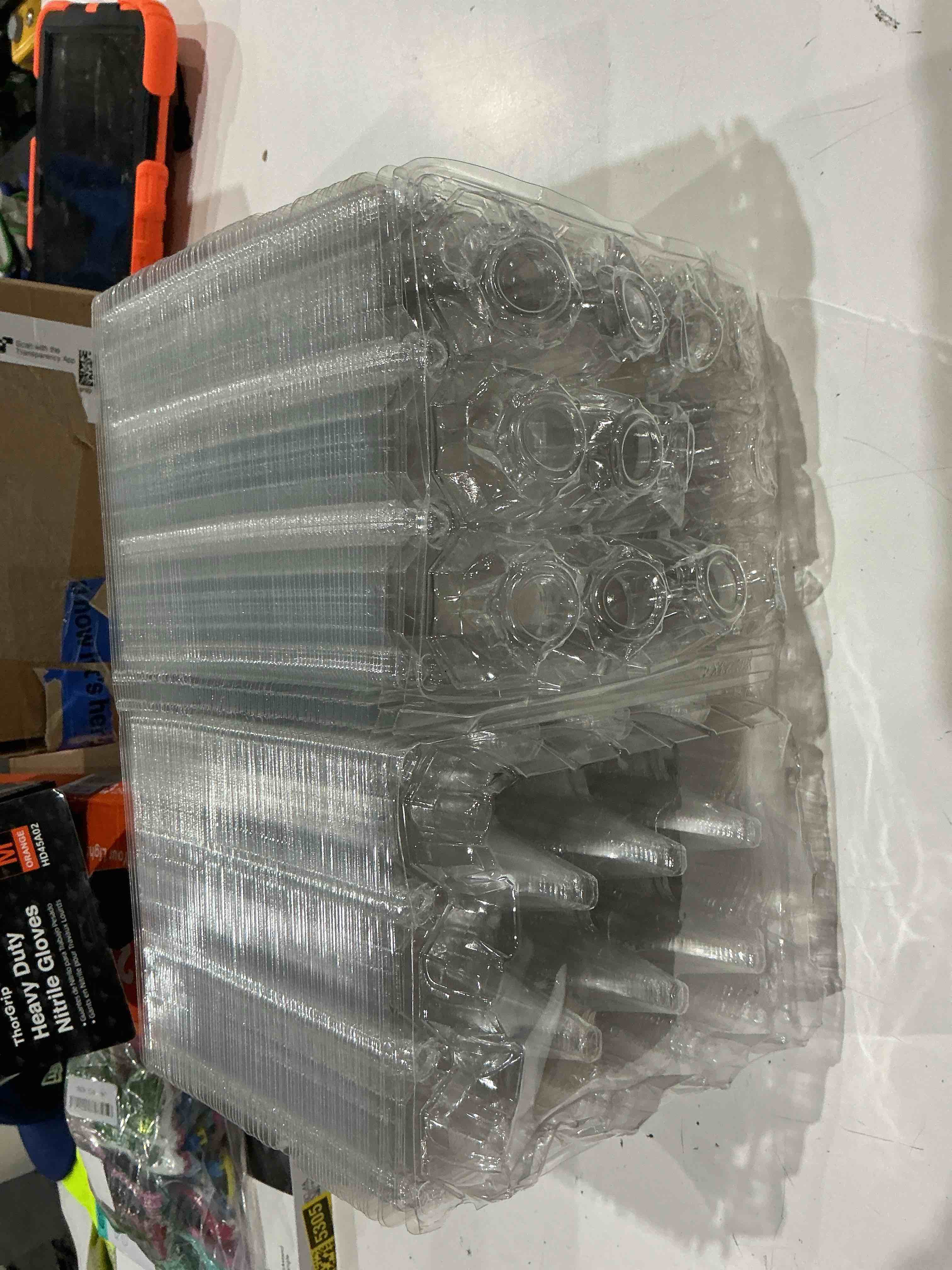 Condition photo showing Good Condition for 100 pack clear plastic egg cartons, reusable stackable egg containers for farm, market & fridge storage, 3×4 grid