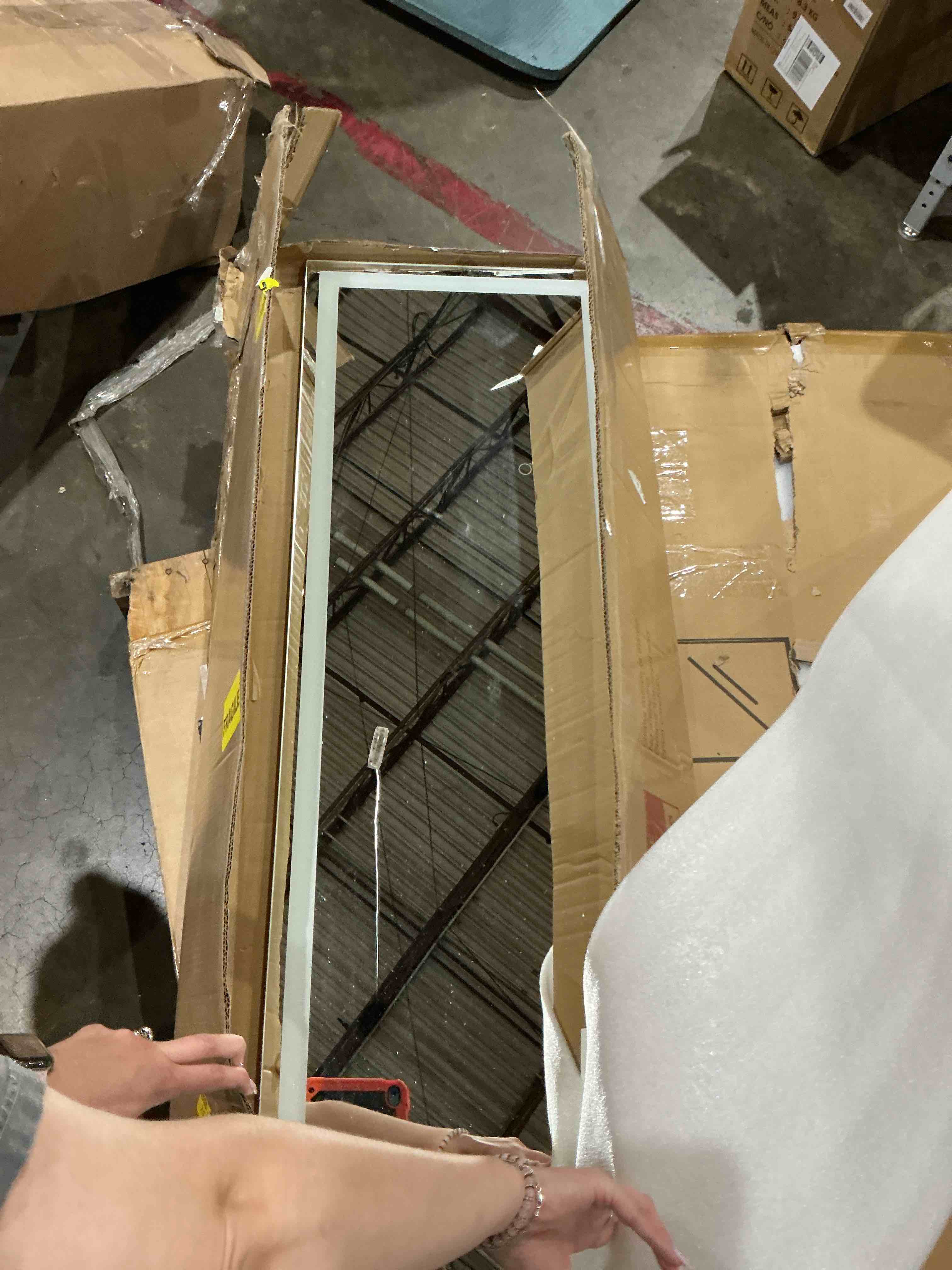 hasipu full length mirror with lights, 56\" x 15.8\" led floor, full body dressing standing, hanging mounted mirror, square white white 56\"l x 15.8\"w