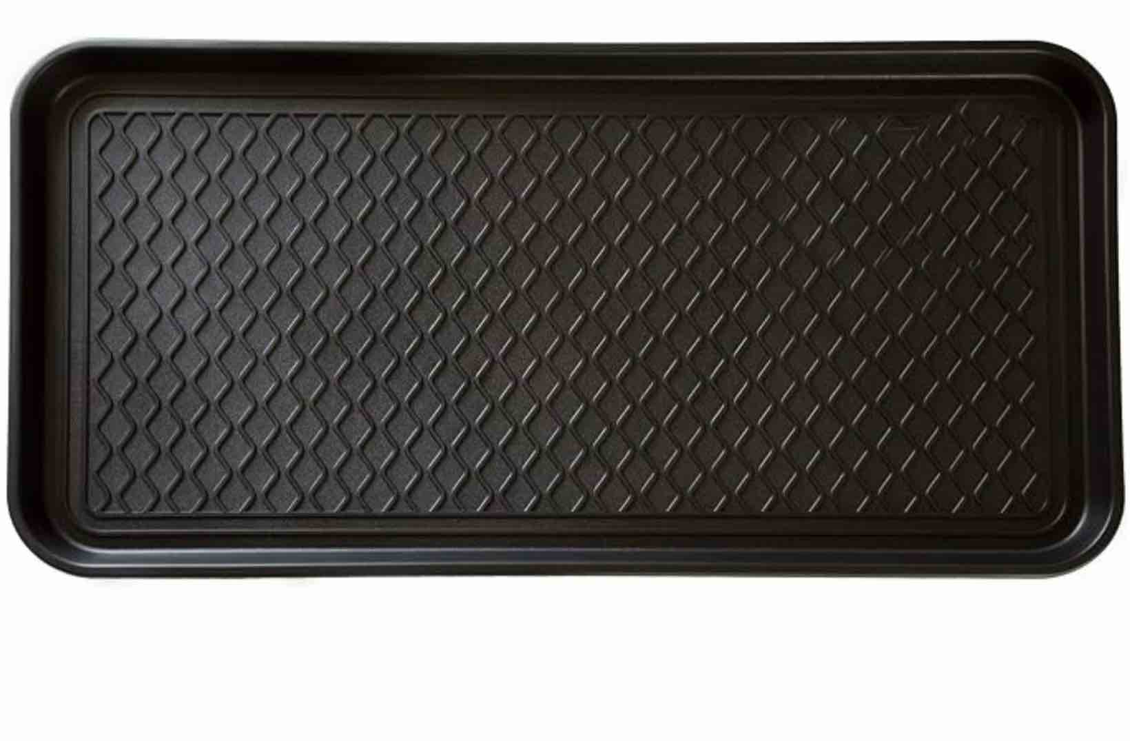 stalwart 75-st6012 all weather boot tray-water resistant plastic utility shoe mat for indoor and outdoor use in all seasons (black)