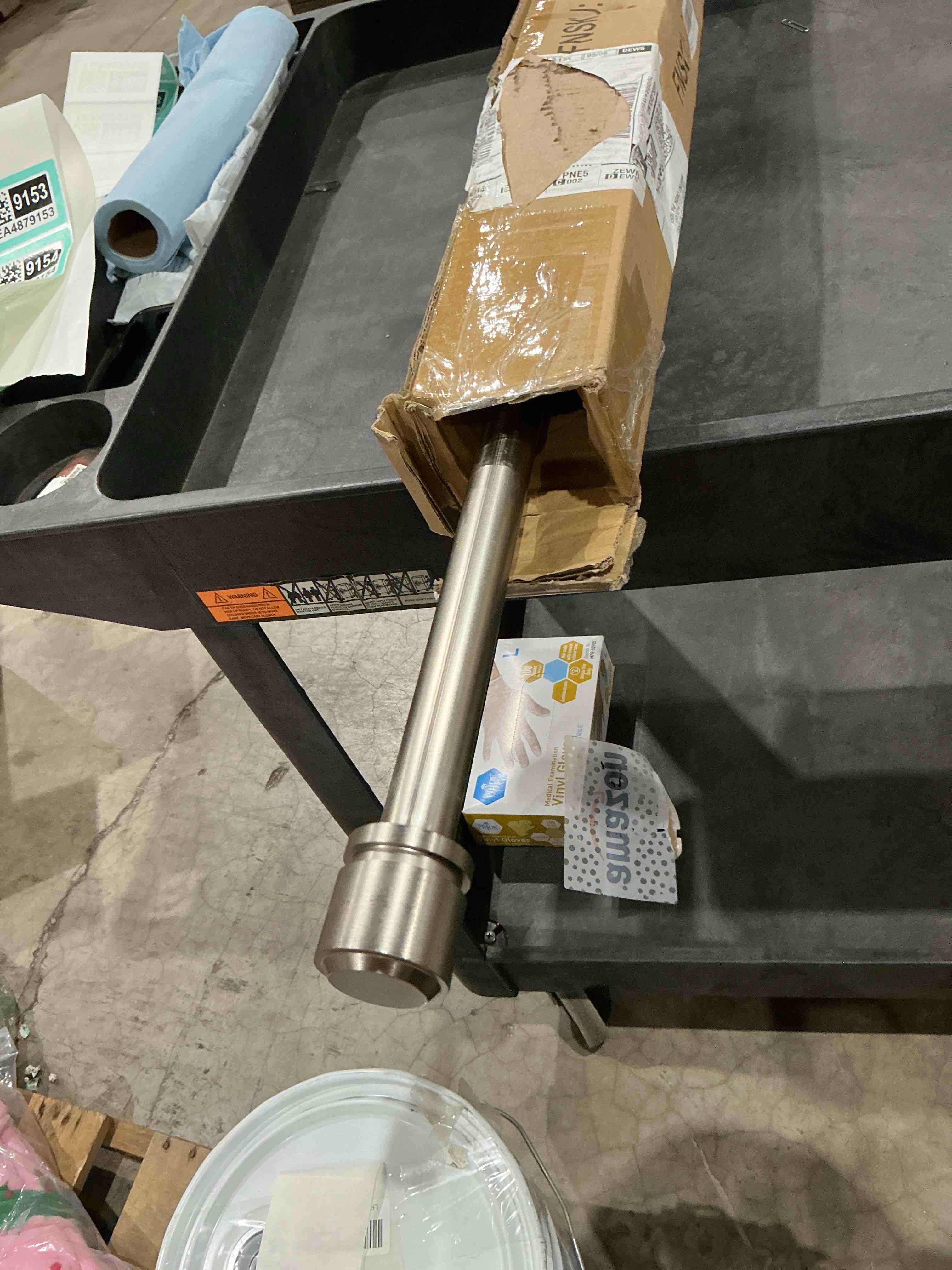 Condition photo showing As Is for 1 1/8 inch diameter curtain rods 36 to 72 inches(3-6ft), telescoping heavy duty large drapery rod with adjustable aluminum alloy bracket, solid end caps for windows patio decoration, brushed nickel brushed nickel 36"-72"